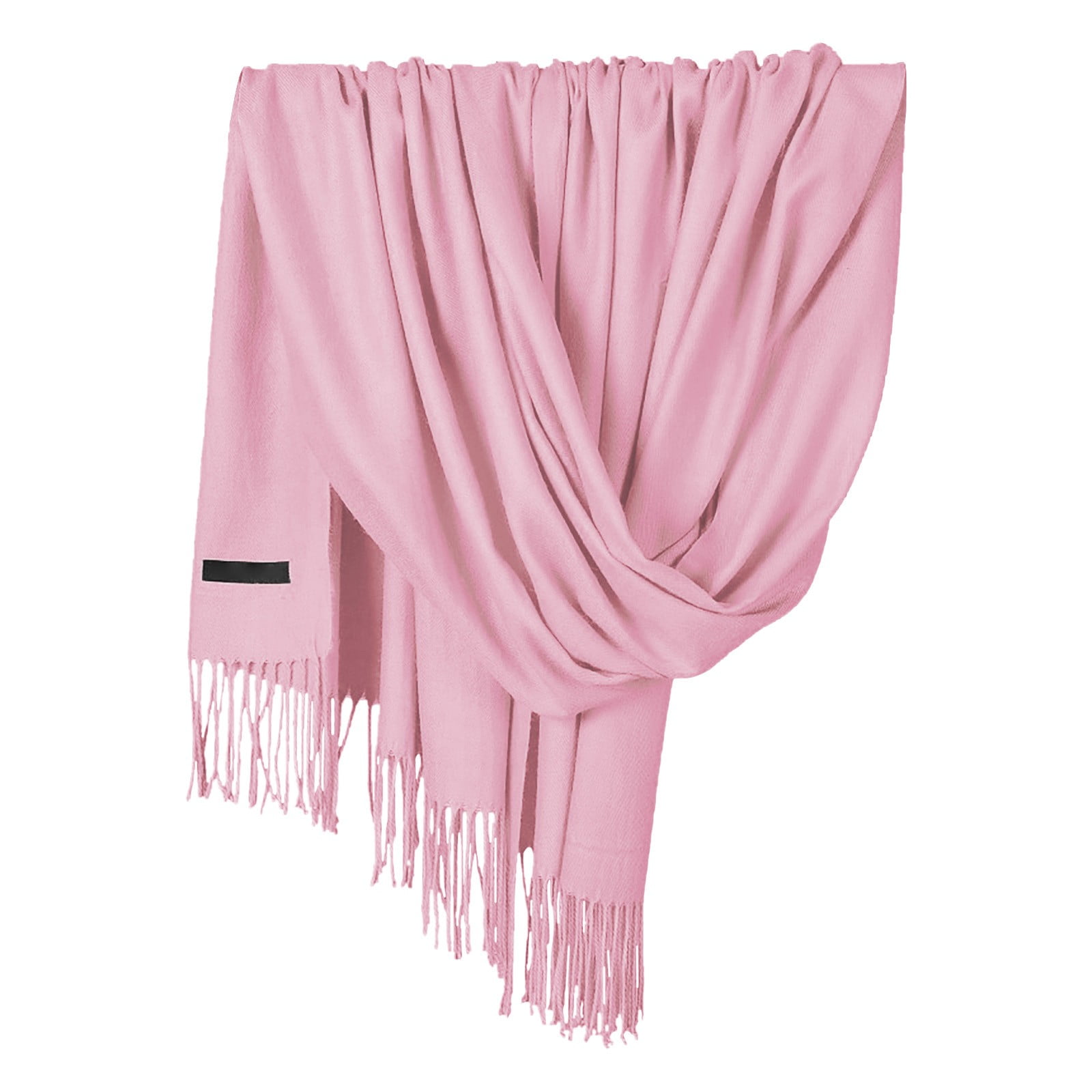 Delayuji Pashmina Scarf for Women Scarf for Women Women Pashmina Scarf Soft Solid Plain Shawl Wrap Fashion Warm Neck with Fringes A Red A Pink - Image 1