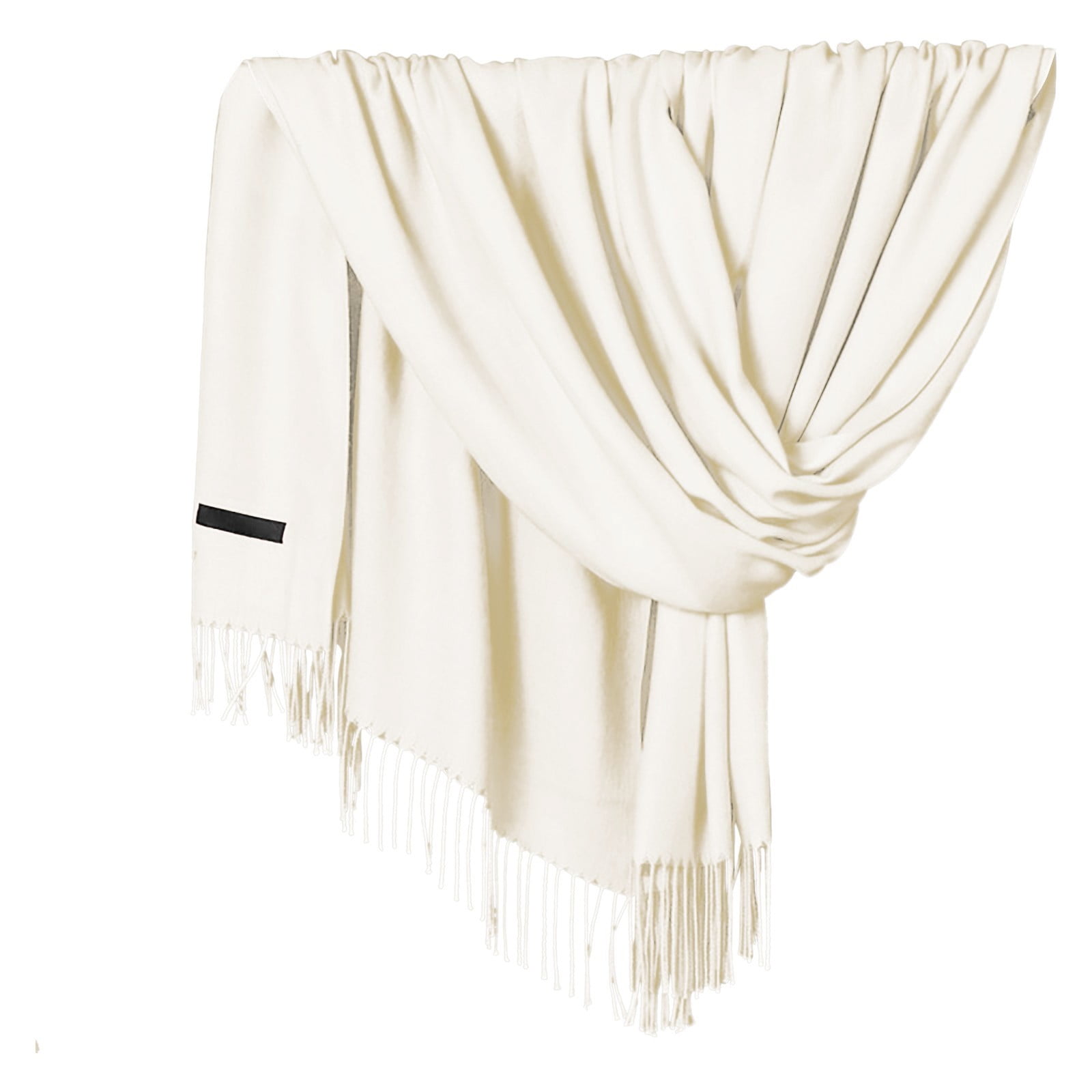 Delayuji Pashmina Scarf for Women Scarf for Women Women Pashmina Scarf Soft Solid Plain Shawl Wrap Fashion Warm Neck with Fringes A Red A White - Image 1