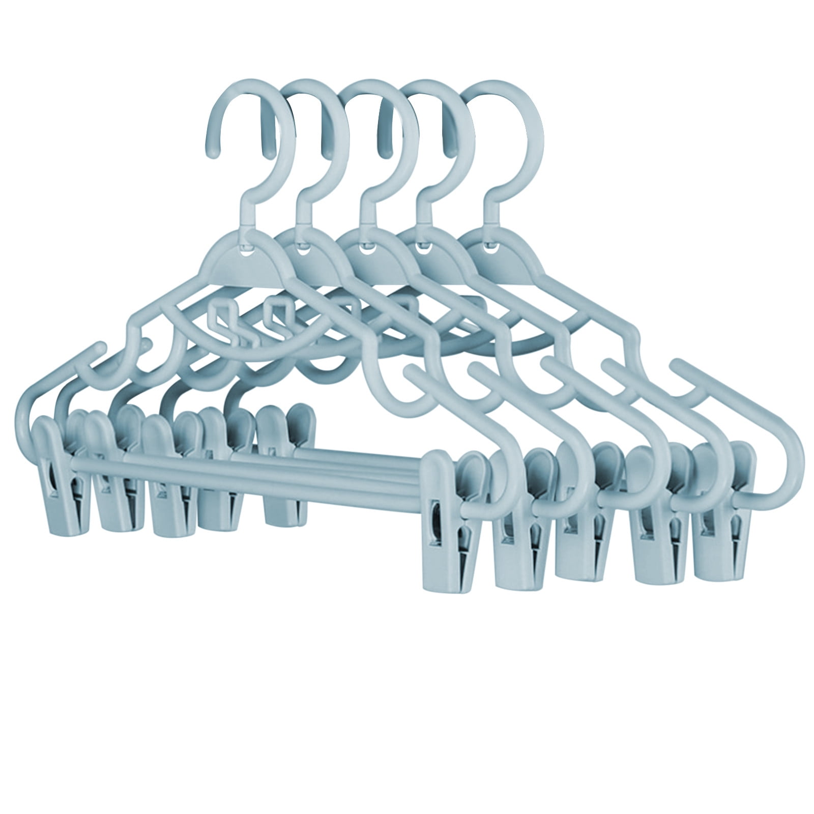 JSCDRPDWL Plastic Pants Hangers with Clips 5 Pack Heavy Duty Skirt Hangers Swivel Hook and Notches Space Saving Acrylic Clip Hangers for Pants Suitable for All Clothing Blue - Image 1