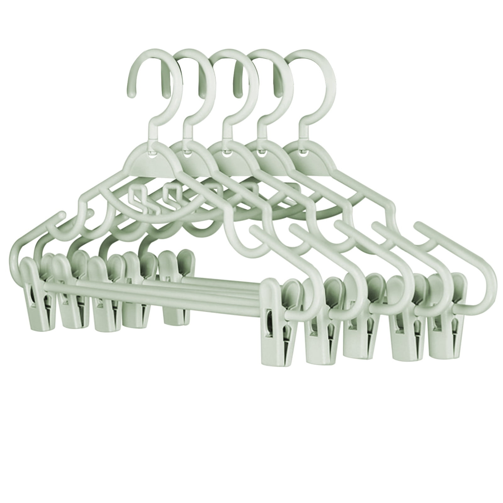 JSCDRPDWL Plastic Pants Hangers with Clips 5 Pack Heavy Duty Skirt Hangers Swivel Hook and Notches Space Saving Acrylic Clip Hangers for Pants Suitable for All Clothing Green - Image 1