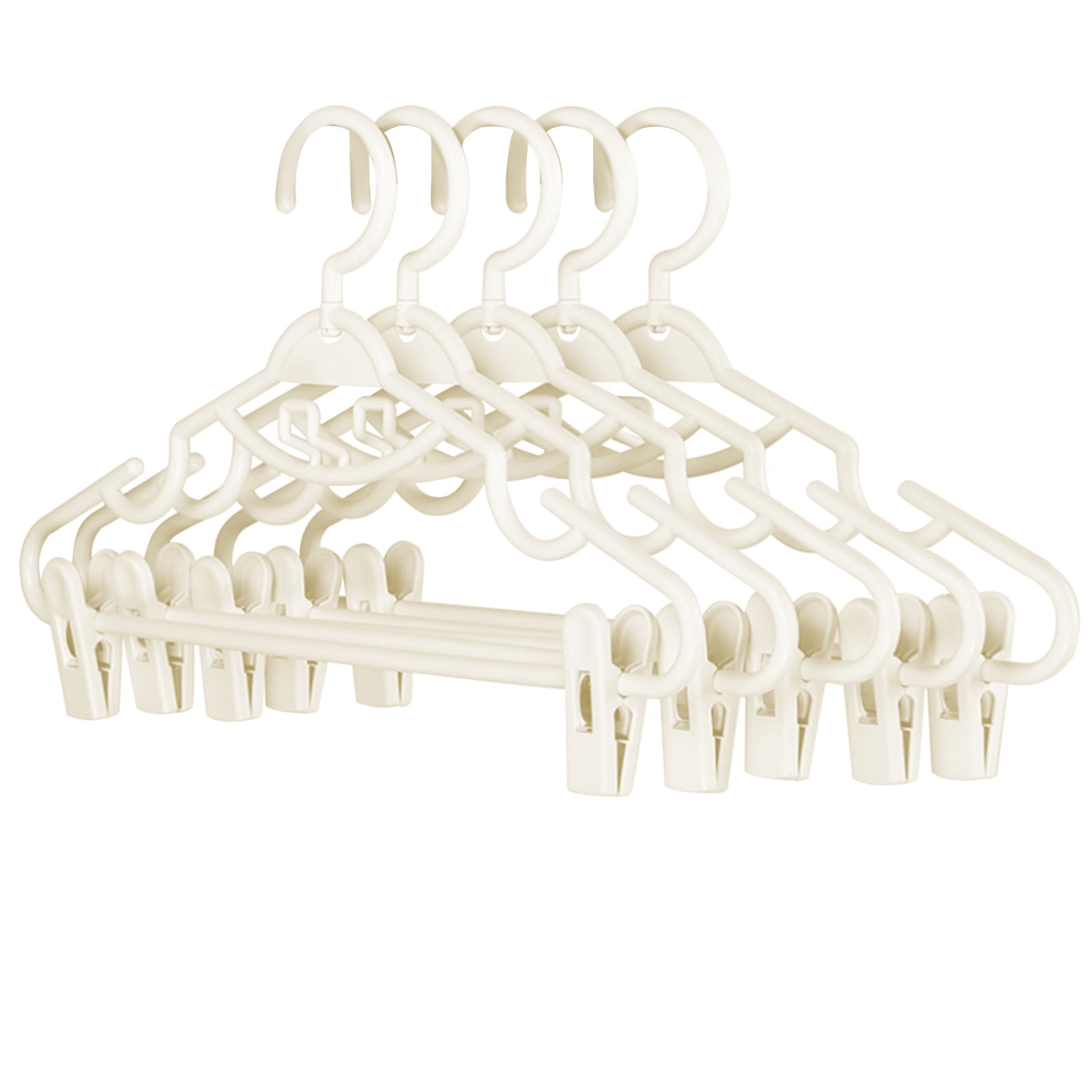 JSCDRPDWL Plastic Pants Hangers with Clips 5 Pack Heavy Duty Skirt Hangers Swivel Hook and Notches Space Saving Acrylic Clip Hangers for Pants Suitable for All Clothing White - Image 1