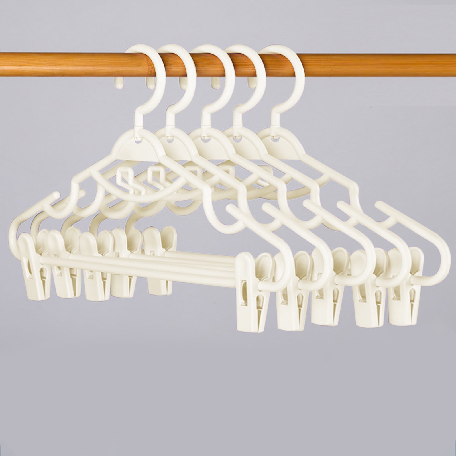 JSCDRPDWL Plastic Pants Hangers with Clips 5 Pack Heavy Duty Skirt Hangers Swivel Hook and Notches Space Saving Acrylic Clip Hangers for Pants Suitable for All Clothing White - Image 6