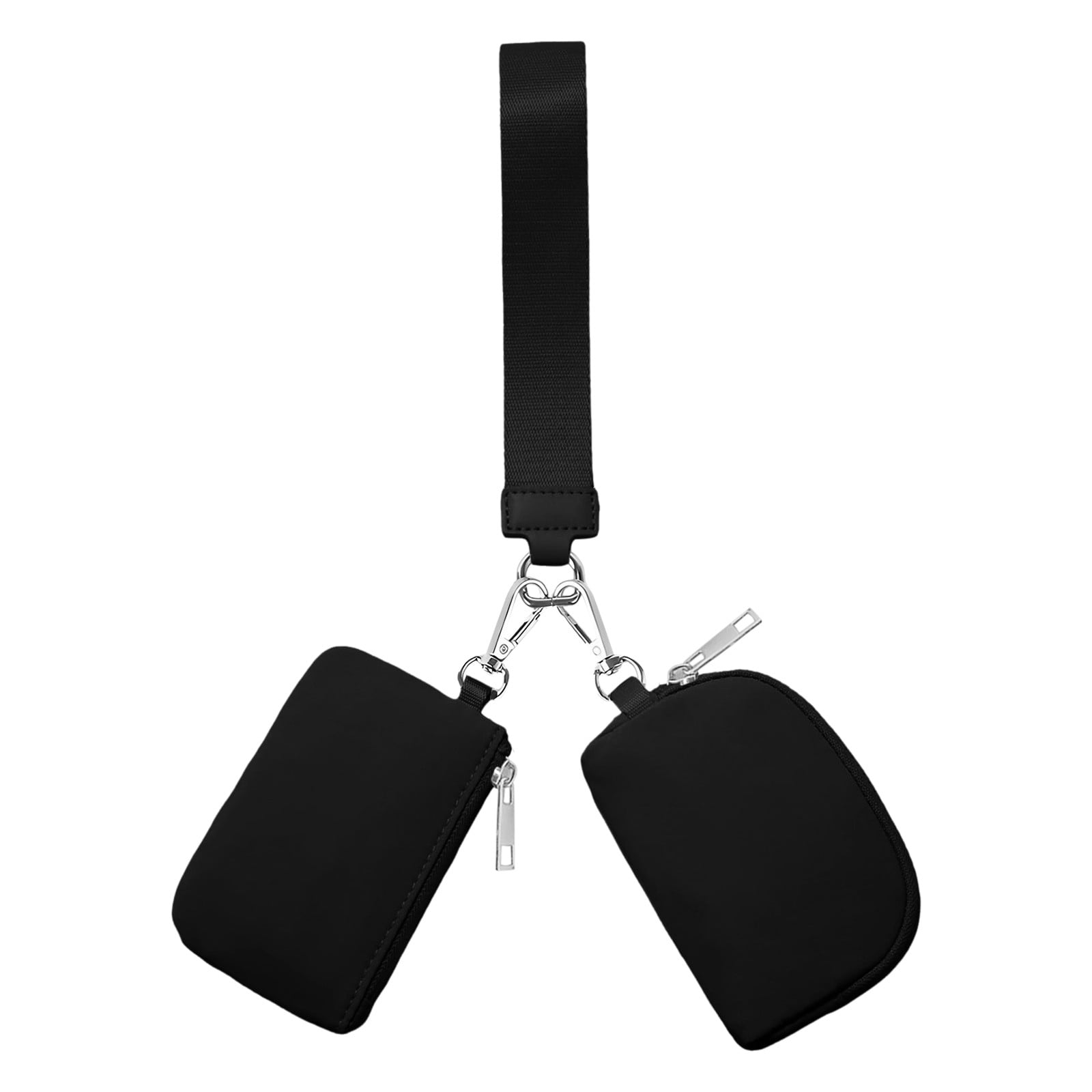 3/2/1PCS Keychain Wallet Mini Zip Around Wristlet Wallets For Women Detachable Dual Pouch Wristlet Portable Coin Purse Small Wallets For Travel Sports Outdoors Black - Image 1
