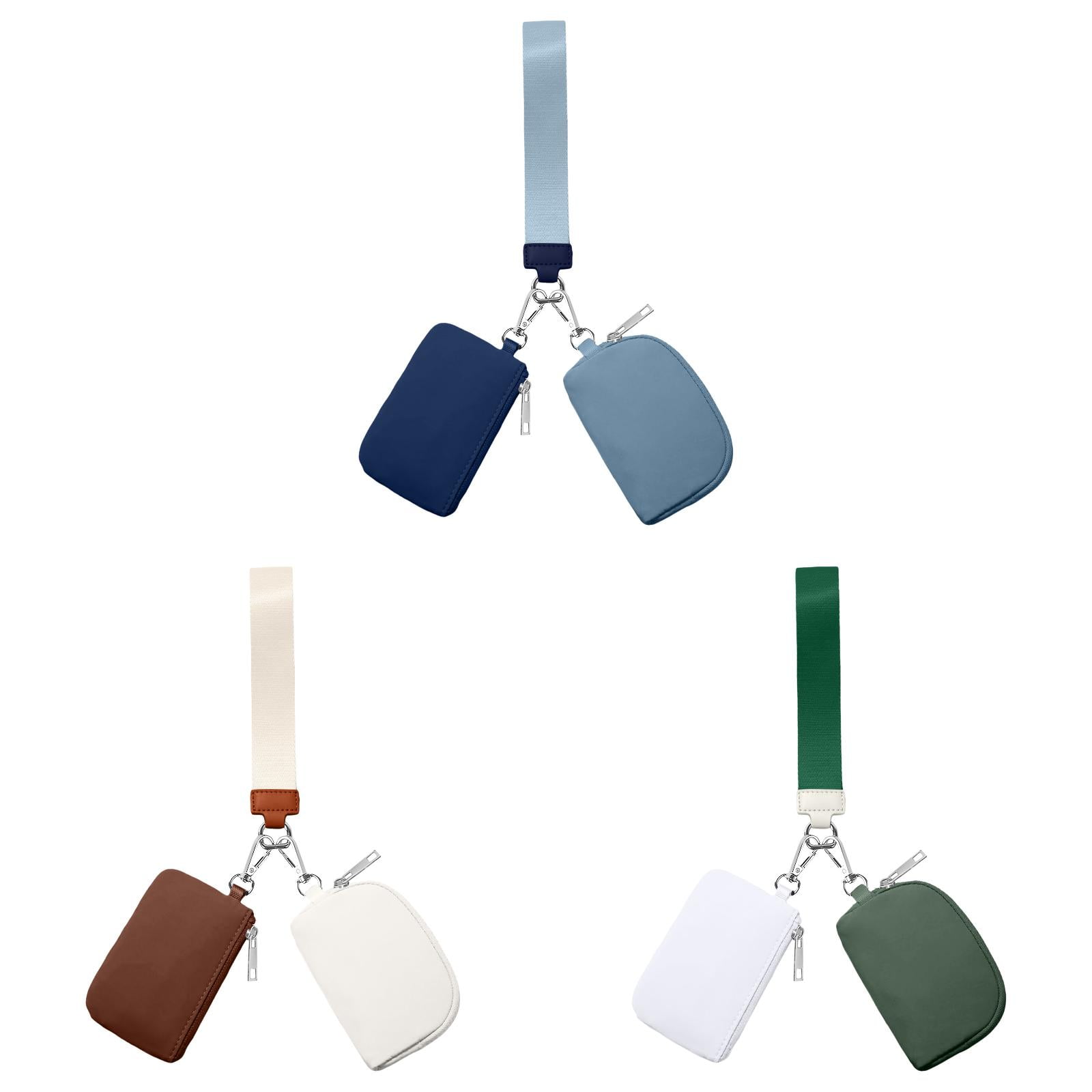 3/2/1PCS Keychain Wallet Mini Zip Around Wristlet Wallets For Women Detachable Dual Pouch Wristlet Portable Coin Purse Small Wallets For Travel Sports Outdoors Blue 1PCS & Dark Green 1PCS & Brown 1PCS - Image 1
