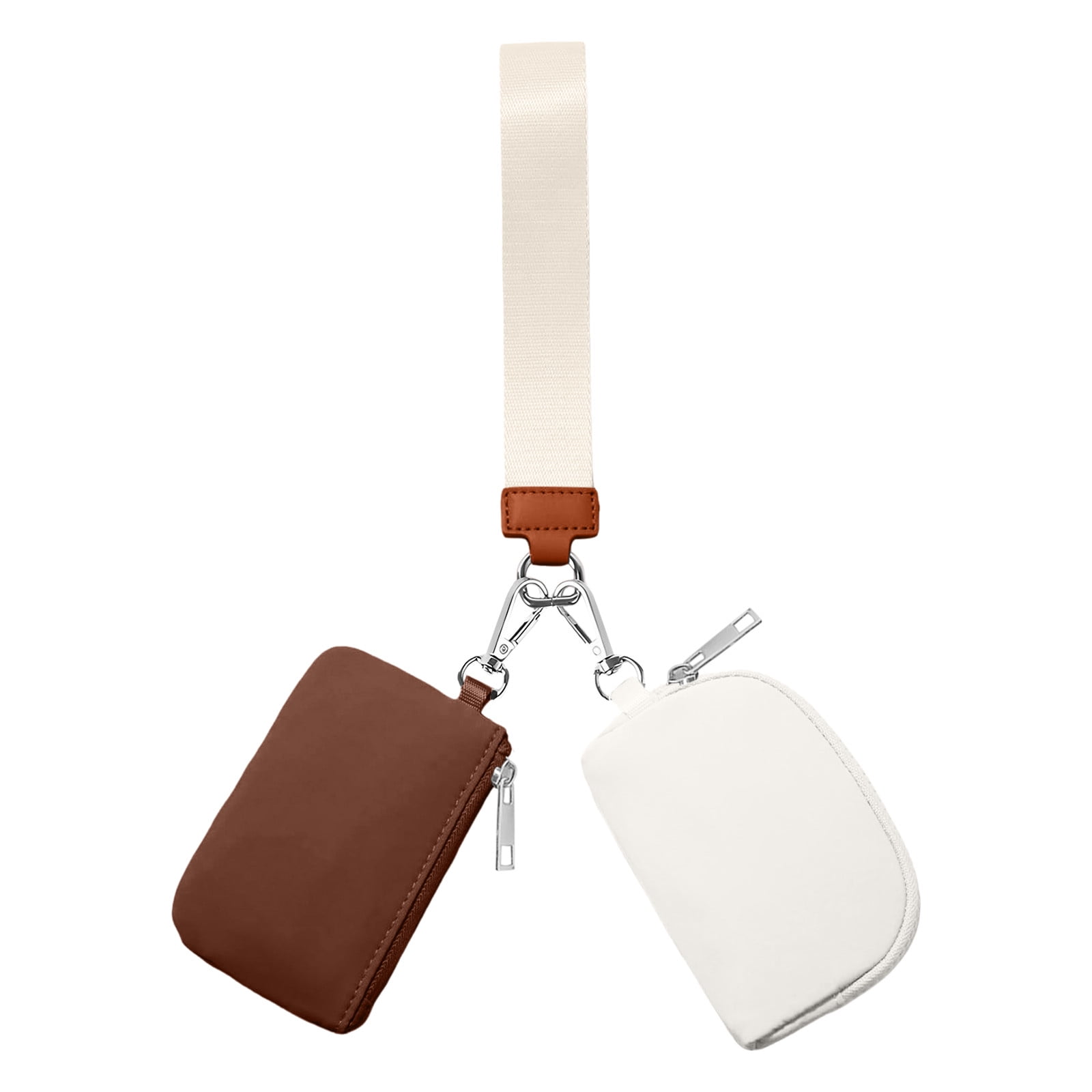 3/2/1PCS Keychain Wallet Mini Zip Around Wristlet Wallets For Women Detachable Dual Pouch Wristlet Portable Coin Purse Small Wallets For Travel Sports Outdoors Brown - Image 1