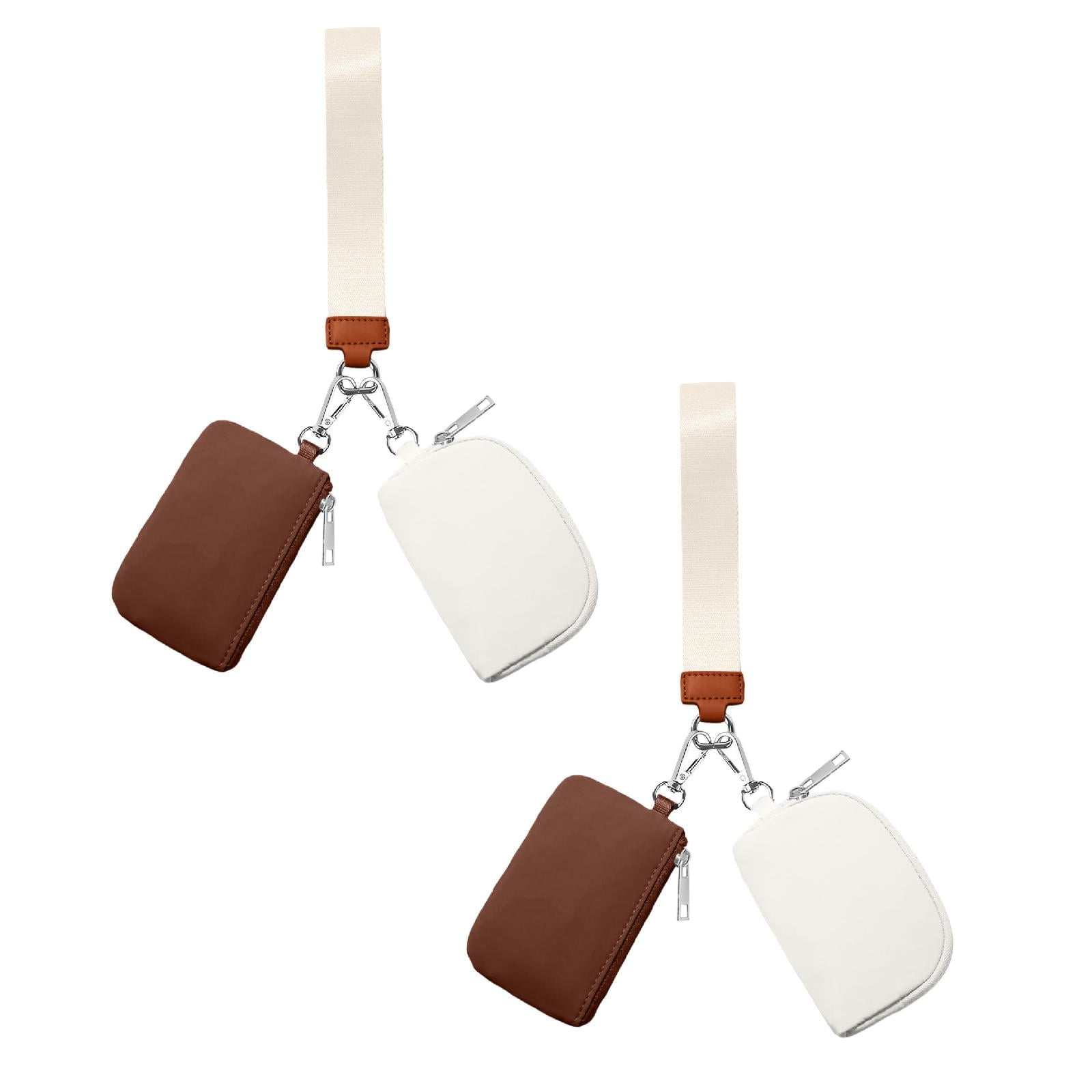 3/2/1PCS Keychain Wallet Mini Zip Around Wristlet Wallets For Women Detachable Dual Pouch Wristlet Portable Coin Purse Small Wallets For Travel Sports Outdoors Brown 2PCS - Image 1