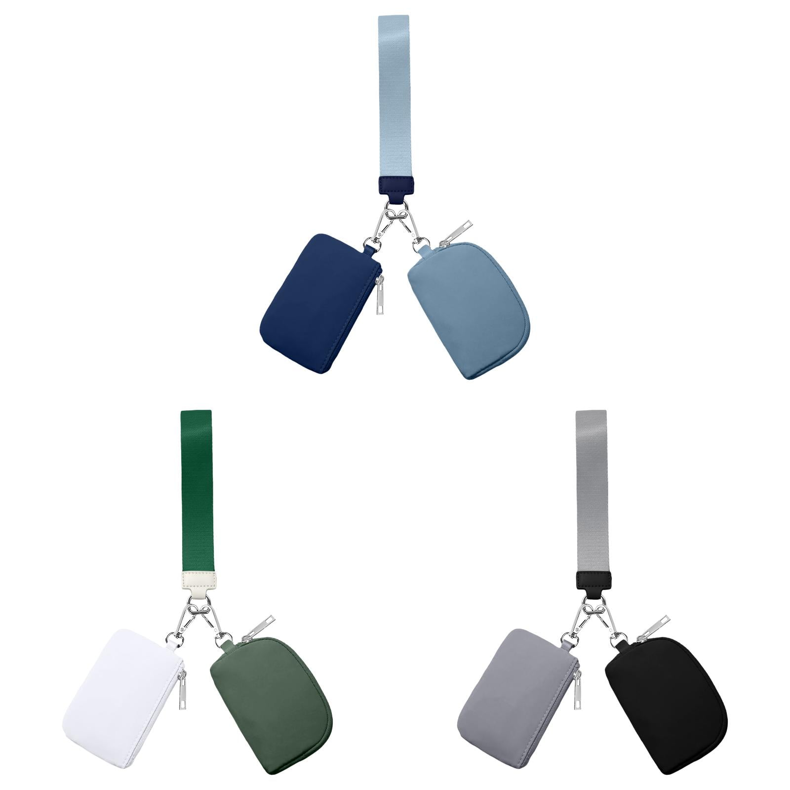 3/2/1PCS Keychain Wallet Mini Zip Around Wristlet Wallets For Women Detachable Dual Pouch Wristlet Portable Coin Purse Small Wallets For Travel Sports Outdoors D-Blue 1PCS & Grey 1PCS & Dark Green 1PCS - Image 1
