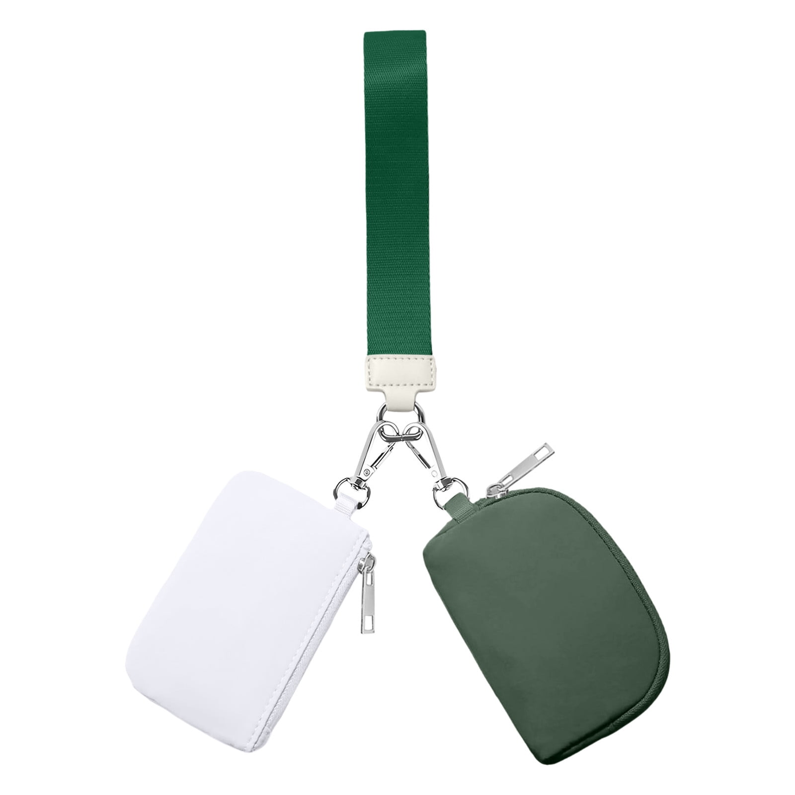 3/2/1PCS Keychain Wallet Mini Zip Around Wristlet Wallets For Women Detachable Dual Pouch Wristlet Portable Coin Purse Small Wallets For Travel Sports Outdoors Dark Green - Image 1