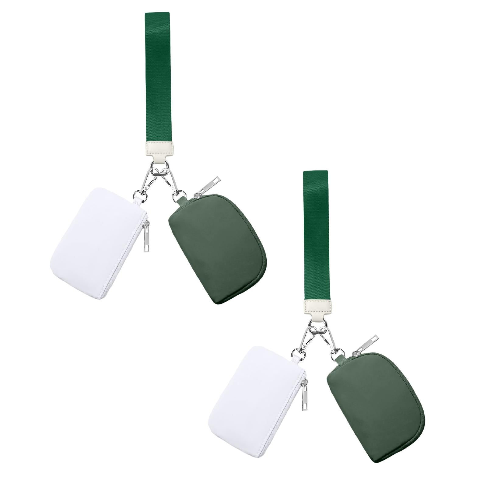 3/2/1PCS Keychain Wallet Mini Zip Around Wristlet Wallets For Women Detachable Dual Pouch Wristlet Portable Coin Purse Small Wallets For Travel Sports Outdoors Dark Green 2PCS - Image 1