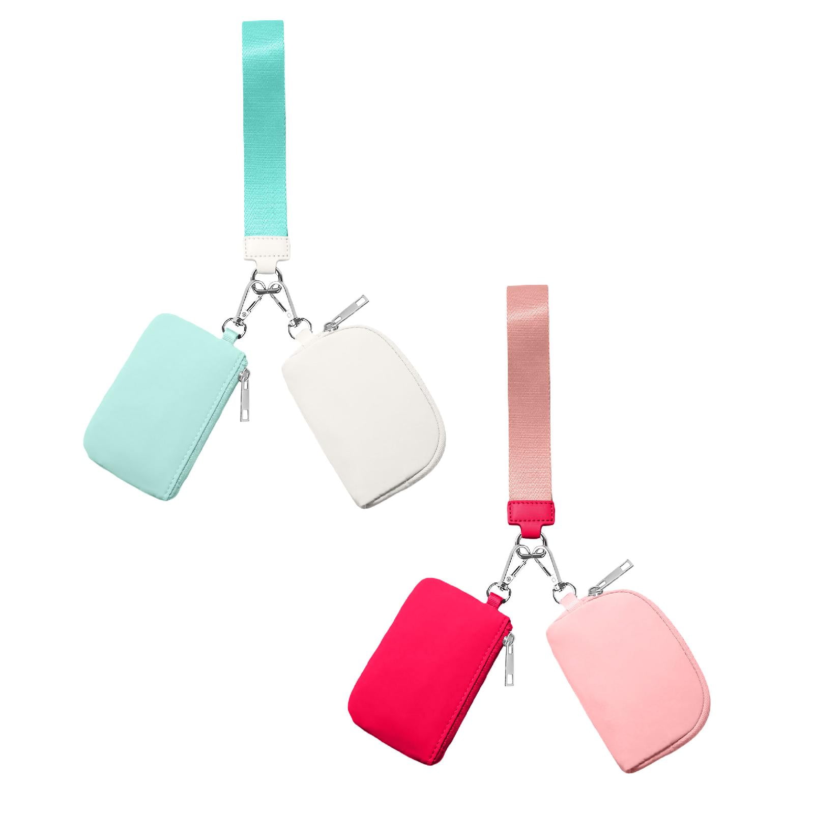 3/2/1PCS Keychain Wallet Mini Zip Around Wristlet Wallets For Women Detachable Dual Pouch Wristlet Portable Coin Purse Small Wallets For Travel Sports Outdoors E-Watermelon Red 1PCS & Mint Green 1PCS - Image 1