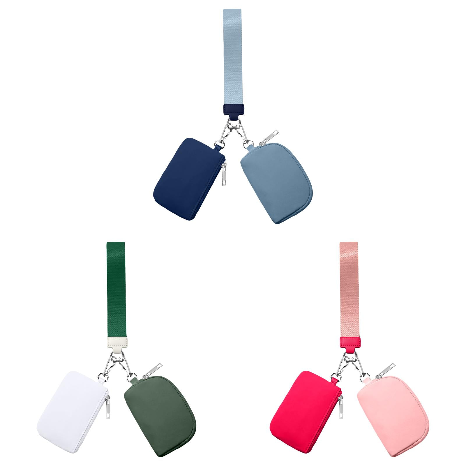 3/2/1PCS Keychain Wallet Mini Zip Around Wristlet Wallets For Women Detachable Dual Pouch Wristlet Portable Coin Purse Small Wallets For Travel Sports Outdoors F-Blue 1PCS & Watermelon Red 1PCS & Dark Green 1PCS - Image 1
