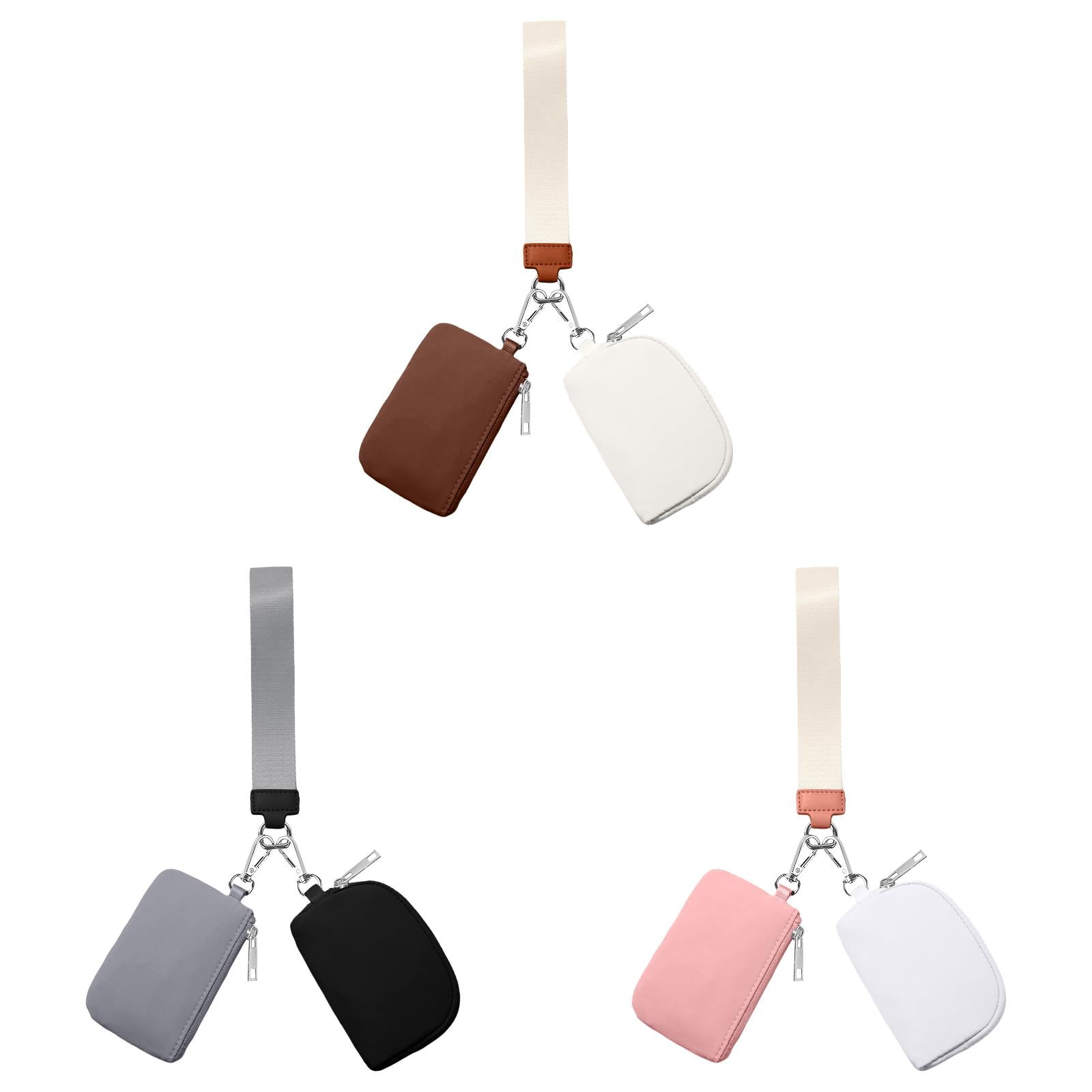3/2/1PCS Keychain Wallet Mini Zip Around Wristlet Wallets For Women Detachable Dual Pouch Wristlet Portable Coin Purse Small Wallets For Travel Sports Outdoors F-Pink 1PCS & Grey 1PCS & Brown 1PCS - Image 1