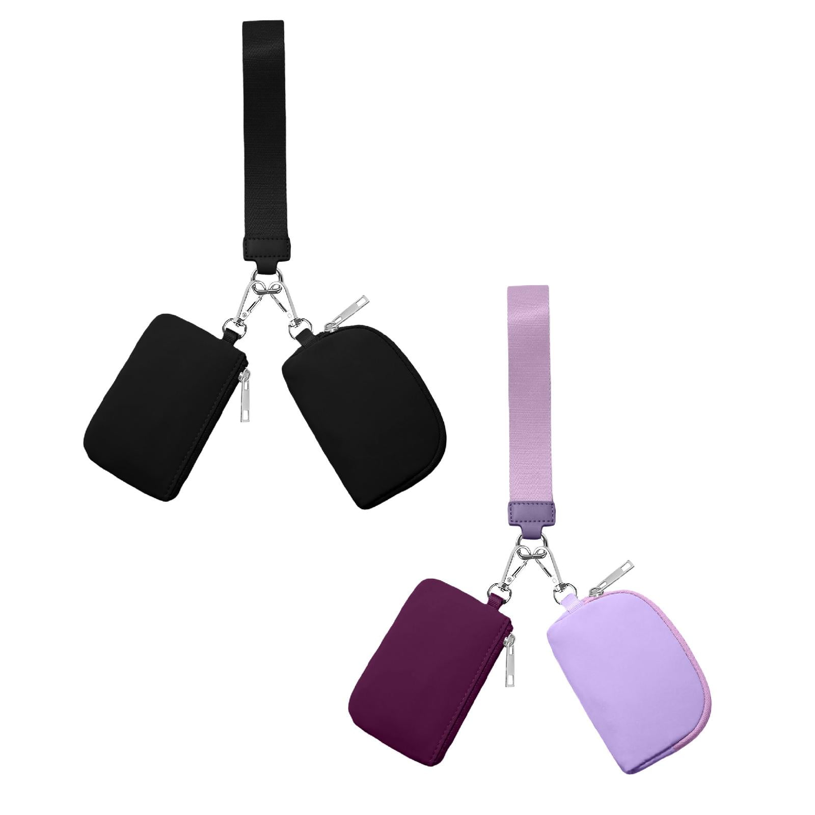 3/2/1PCS Keychain Wallet Mini Zip Around Wristlet Wallets For Women Detachable Dual Pouch Wristlet Portable Coin Purse Small Wallets For Travel Sports Outdoors F-Purple 1PCS & Black 1PCS - Image 1