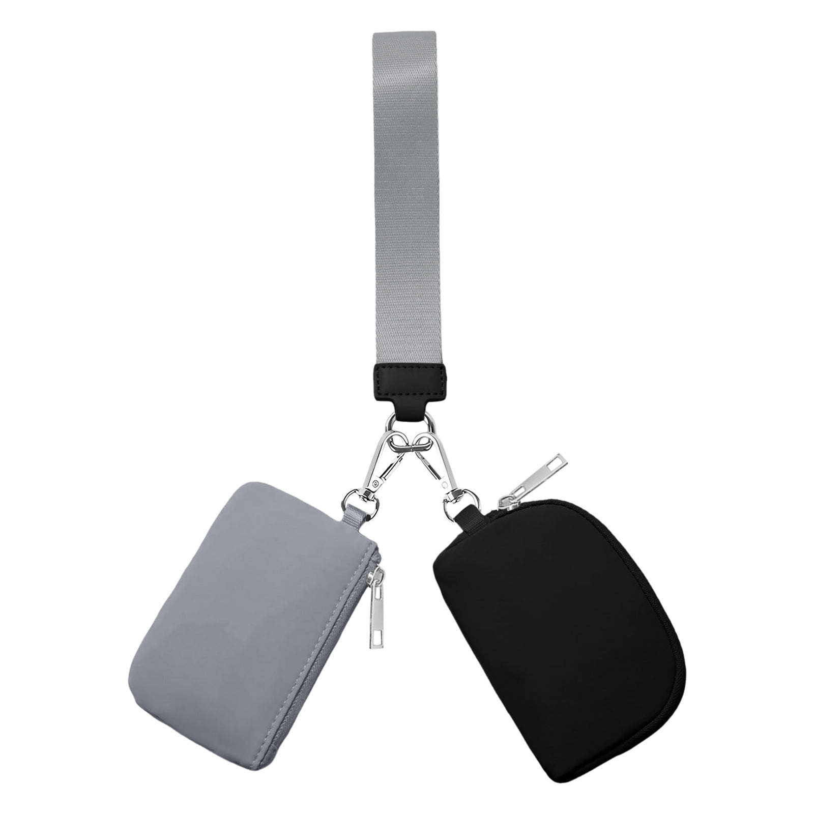 3/2/1PCS Keychain Wallet Mini Zip Around Wristlet Wallets For Women Detachable Dual Pouch Wristlet Portable Coin Purse Small Wallets For Travel Sports Outdoors Grey - Image 1