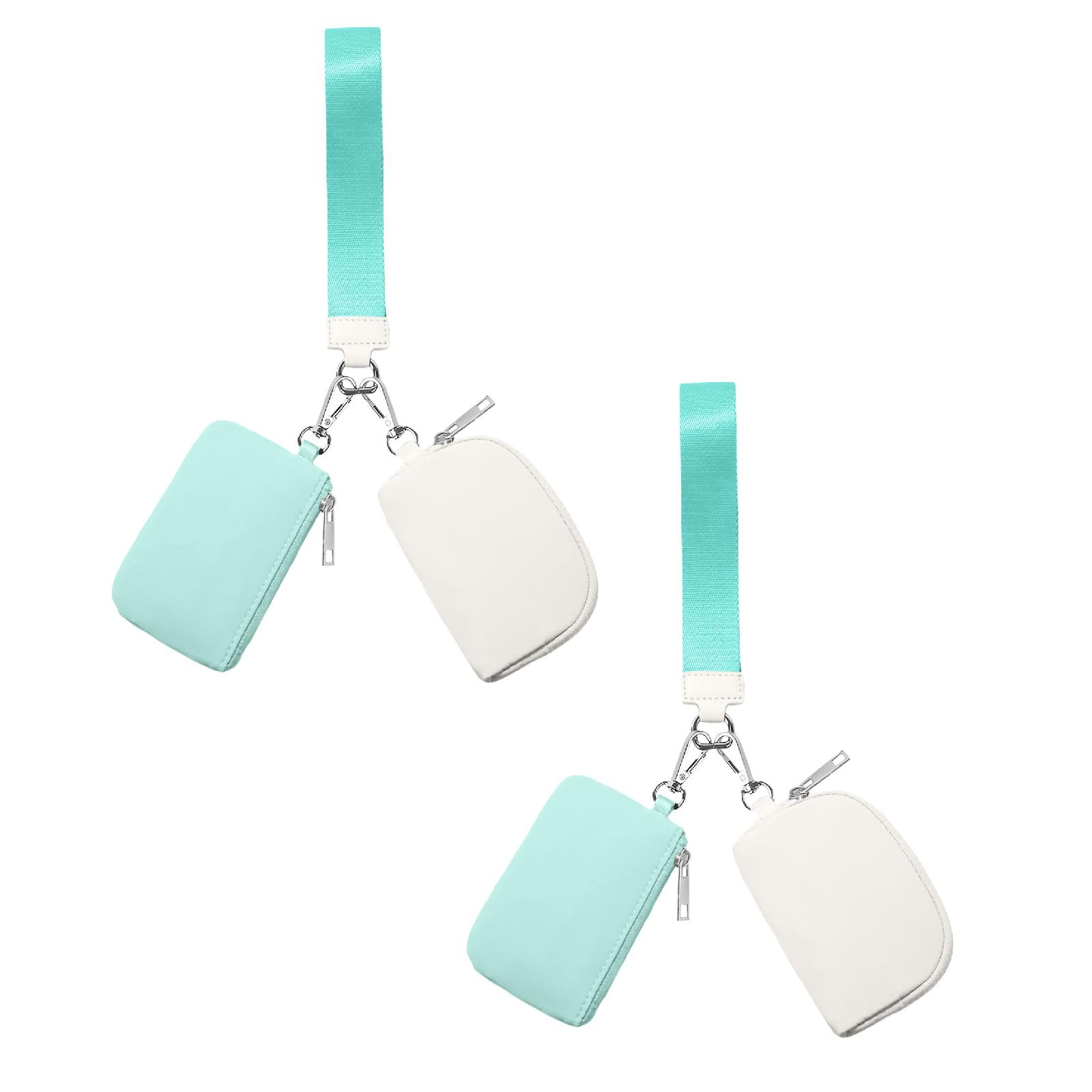 3/2/1PCS Keychain Wallet Mini Zip Around Wristlet Wallets For Women Detachable Dual Pouch Wristlet Portable Coin Purse Small Wallets For Travel Sports Outdoors Mint Green 2PCS - Image 1