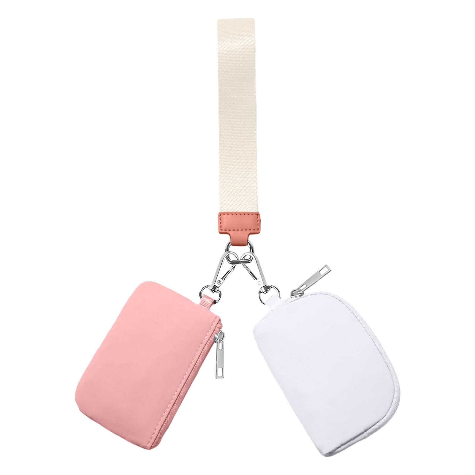 3/2/1PCS Keychain Wallet Mini Zip Around Wristlet Wallets For Women Detachable Dual Pouch Wristlet Portable Coin Purse Small Wallets For Travel Sports Outdoors Pink - Image 1