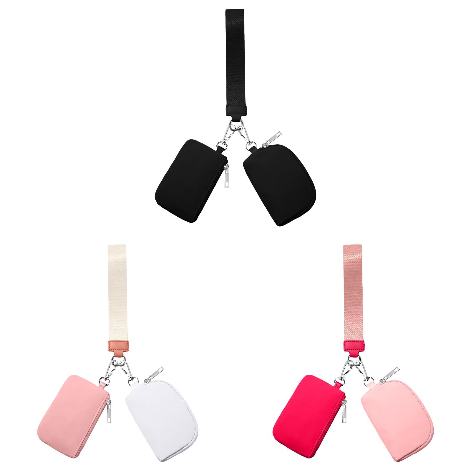 3/2/1PCS Keychain Wallet Mini Zip Around Wristlet Wallets For Women Detachable Dual Pouch Wristlet Portable Coin Purse Small Wallets For Travel Sports Outdoors Pink 1PCS & Black 1PCS & Watermelon Red 1PCS - Image 1