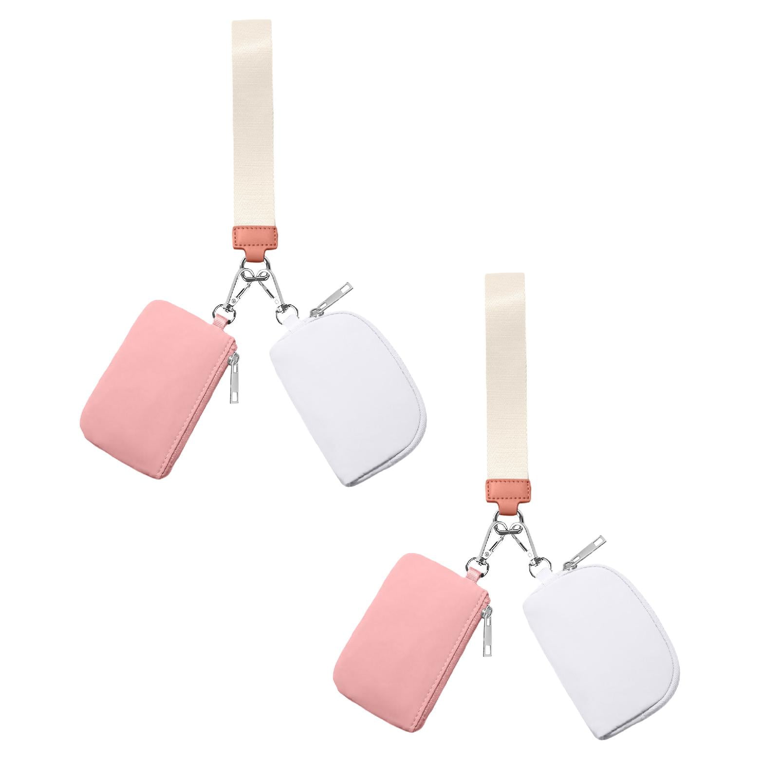 3/2/1PCS Keychain Wallet Mini Zip Around Wristlet Wallets For Women Detachable Dual Pouch Wristlet Portable Coin Purse Small Wallets For Travel Sports Outdoors Pink 2PCS - Image 1