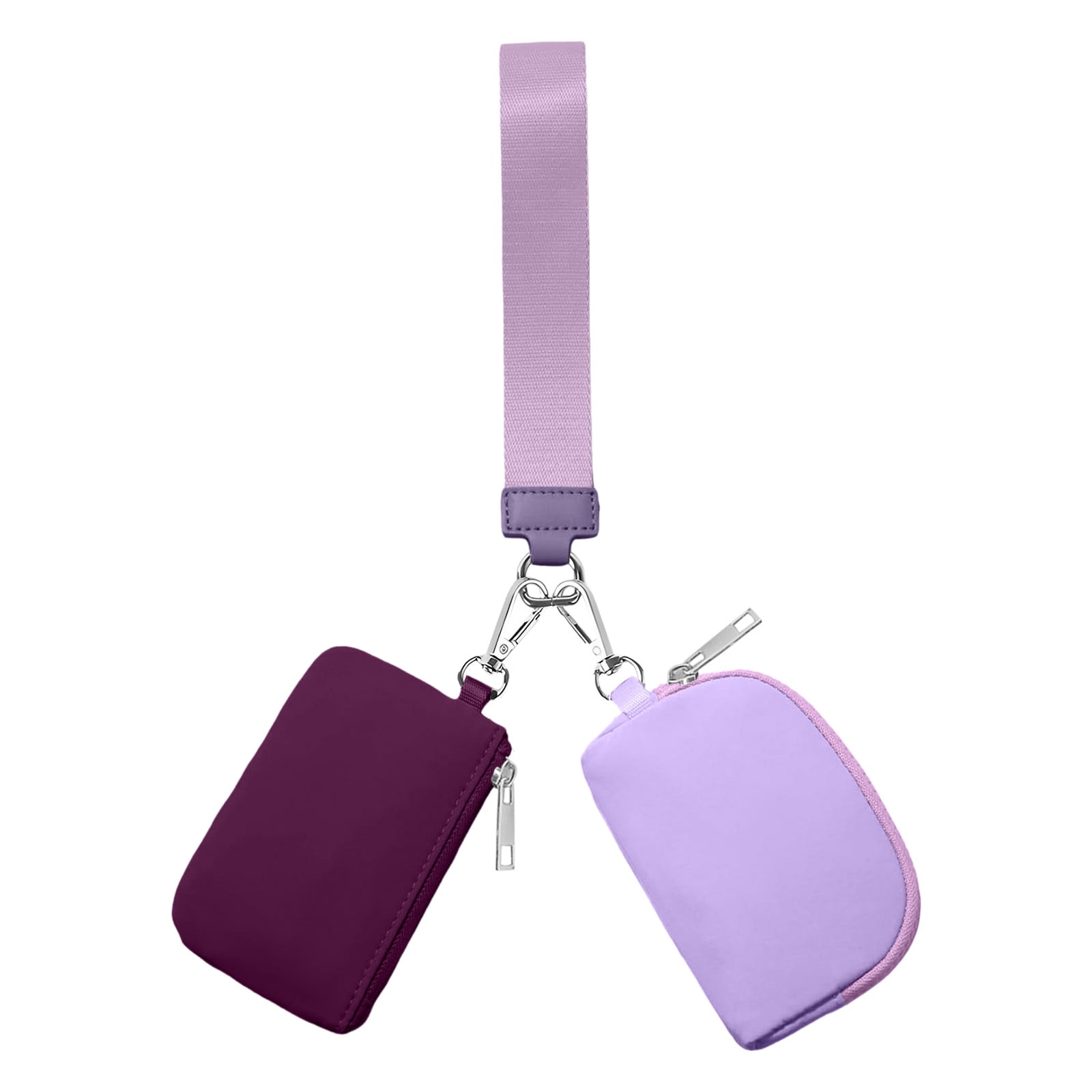3/2/1PCS Keychain Wallet Mini Zip Around Wristlet Wallets For Women Detachable Dual Pouch Wristlet Portable Coin Purse Small Wallets For Travel Sports Outdoors Purple - Image 1