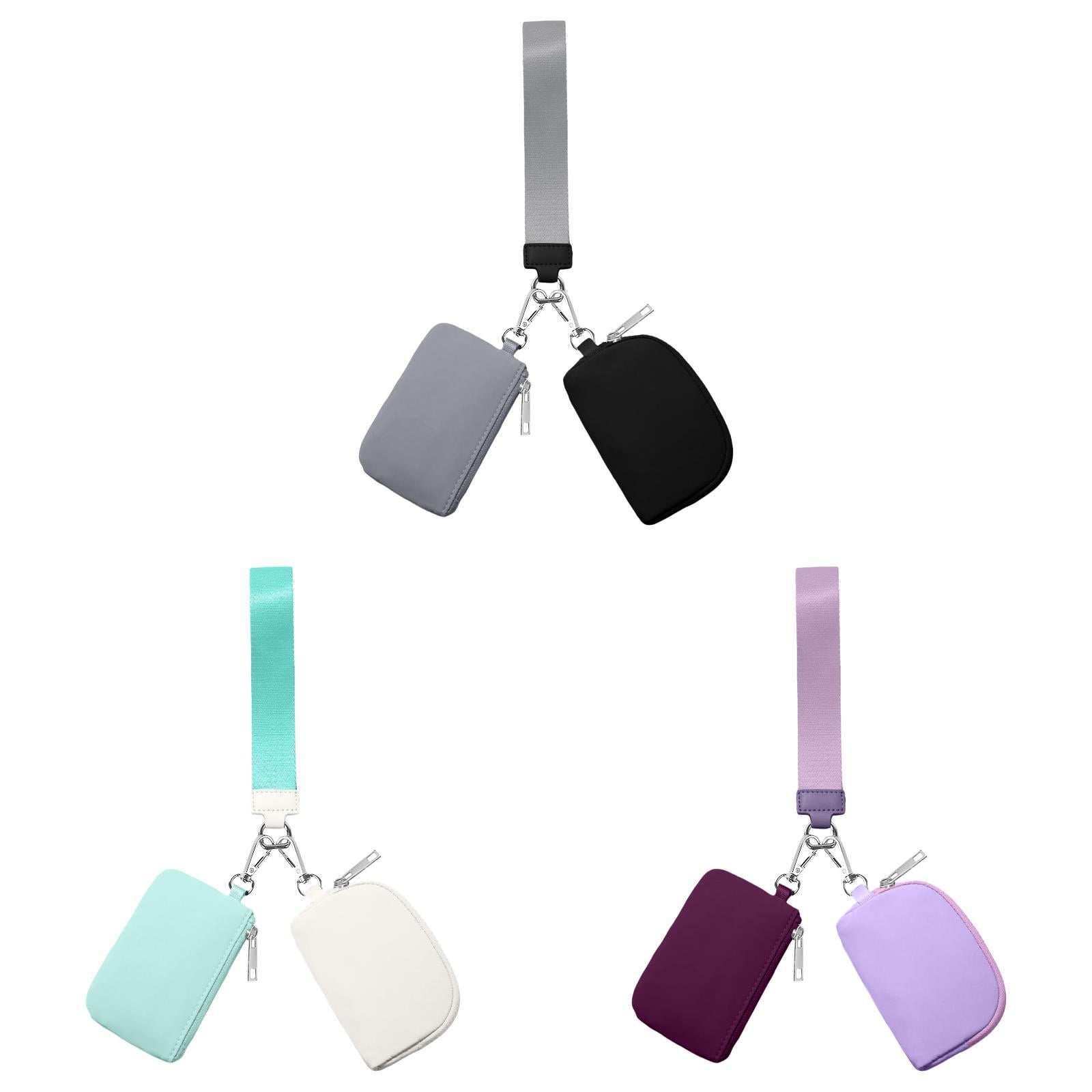 3/2/1PCS Keychain Wallet Mini Zip Around Wristlet Wallets For Women Detachable Dual Pouch Wristlet Portable Coin Purse Small Wallets For Travel Sports Outdoors Purple 1PCS & Grey 1PCS & Mint Green 1PCS - Image 1