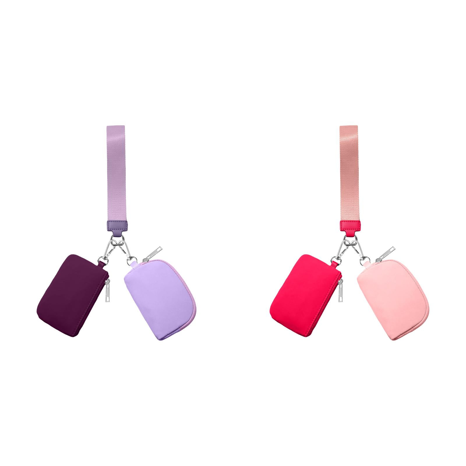 3/2/1PCS Keychain Wallet Mini Zip Around Wristlet Wallets For Women Detachable Dual Pouch Wristlet Portable Coin Purse Small Wallets For Travel Sports Outdoors Purple 1PCS & Watermelon Red 1PCS - Image 1