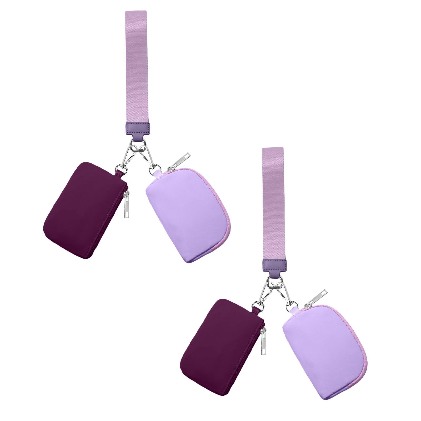 3/2/1PCS Keychain Wallet Mini Zip Around Wristlet Wallets For Women Detachable Dual Pouch Wristlet Portable Coin Purse Small Wallets For Travel Sports Outdoors Purple 2PCS - Image 1