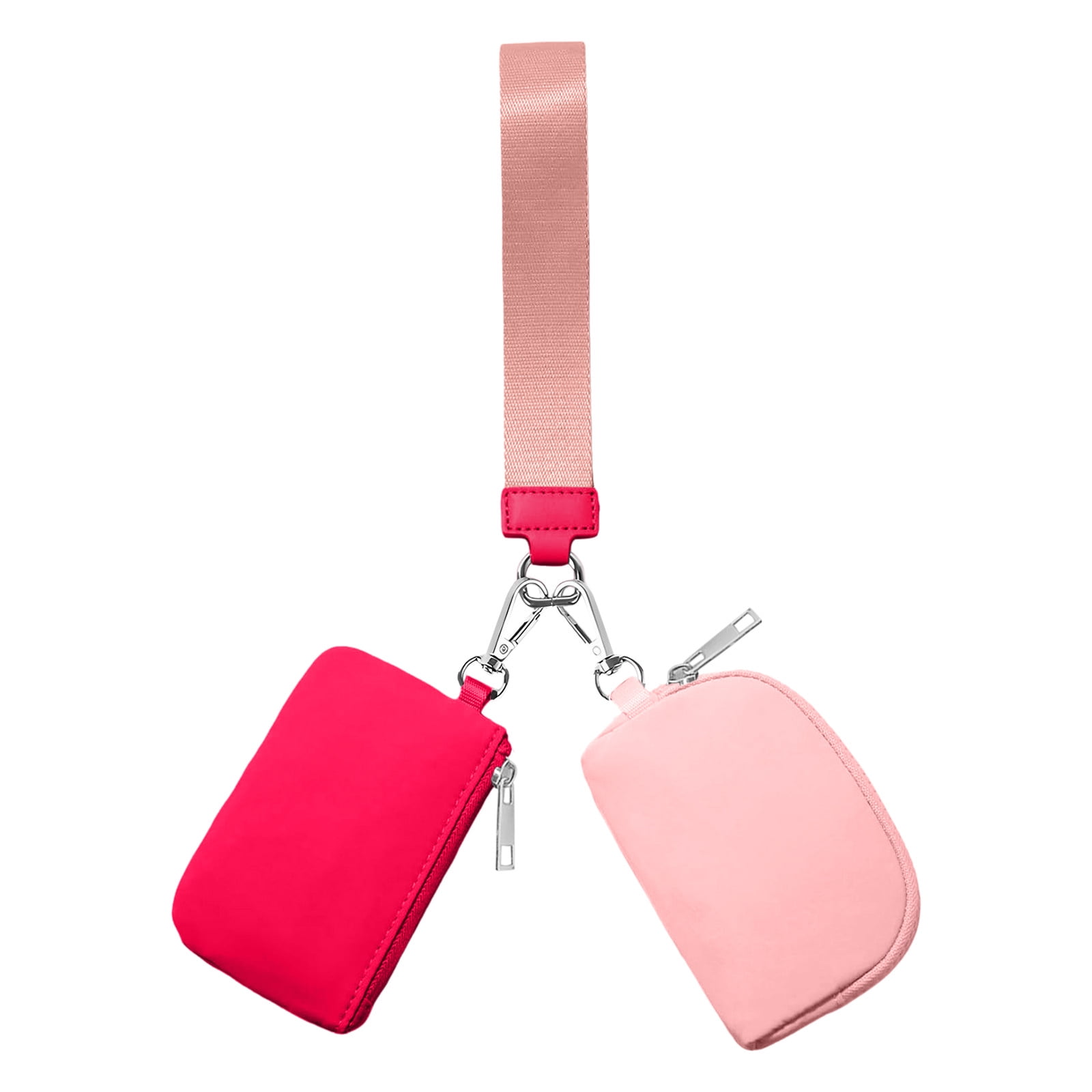 3/2/1PCS Keychain Wallet Mini Zip Around Wristlet Wallets For Women Detachable Dual Pouch Wristlet Portable Coin Purse Small Wallets For Travel Sports Outdoors Watermelon Red - Image 1