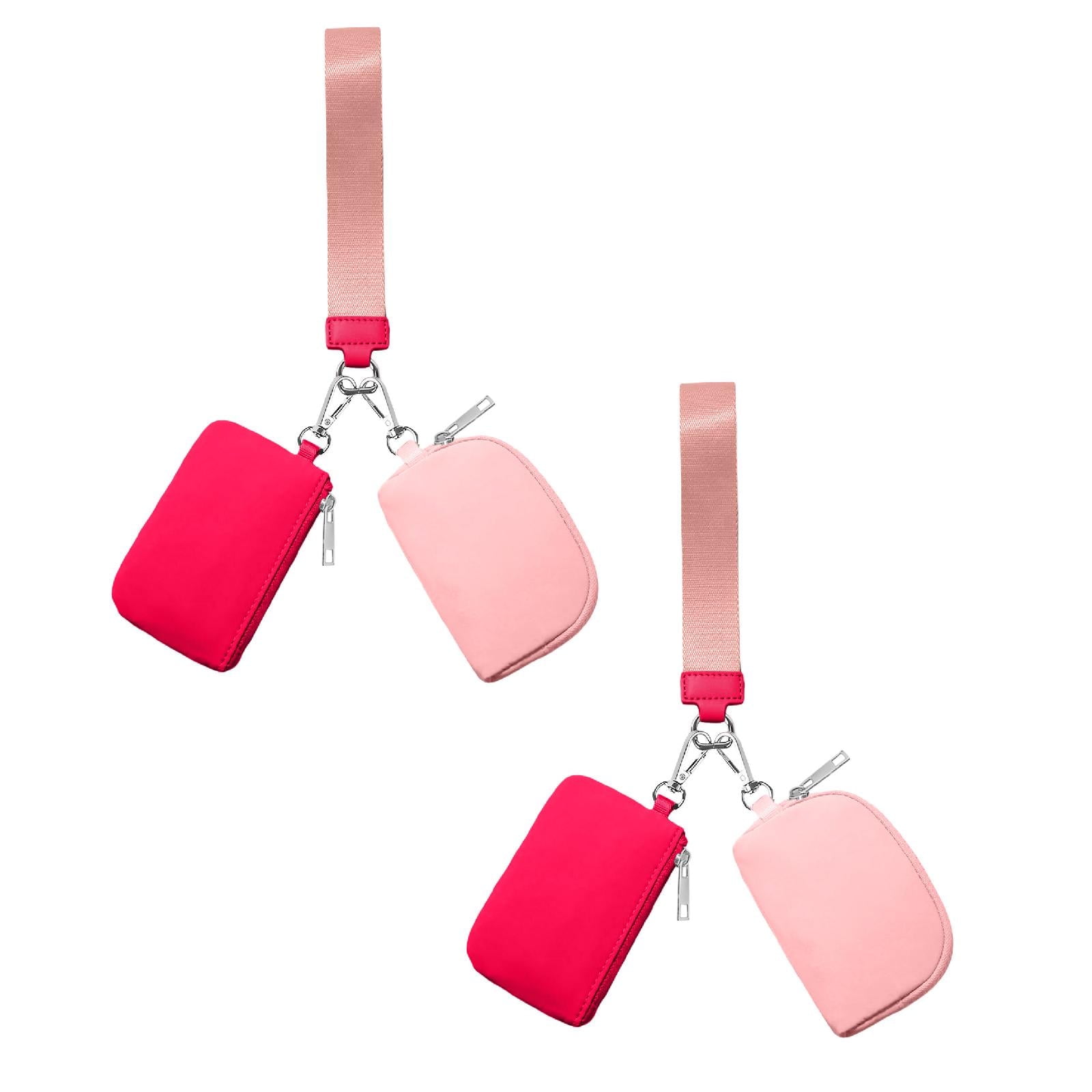 3/2/1PCS Keychain Wallet Mini Zip Around Wristlet Wallets For Women Detachable Dual Pouch Wristlet Portable Coin Purse Small Wallets For Travel Sports Outdoors Watermelon Red 2PCS - Image 1