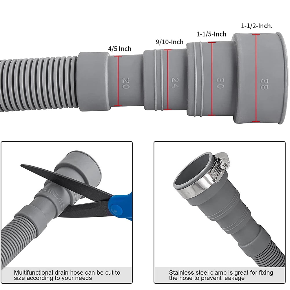 Drain Hose Extension Set Universal Washing Machine 10Ft, Include Bracket Connector and Clamps Hoses - Image 2