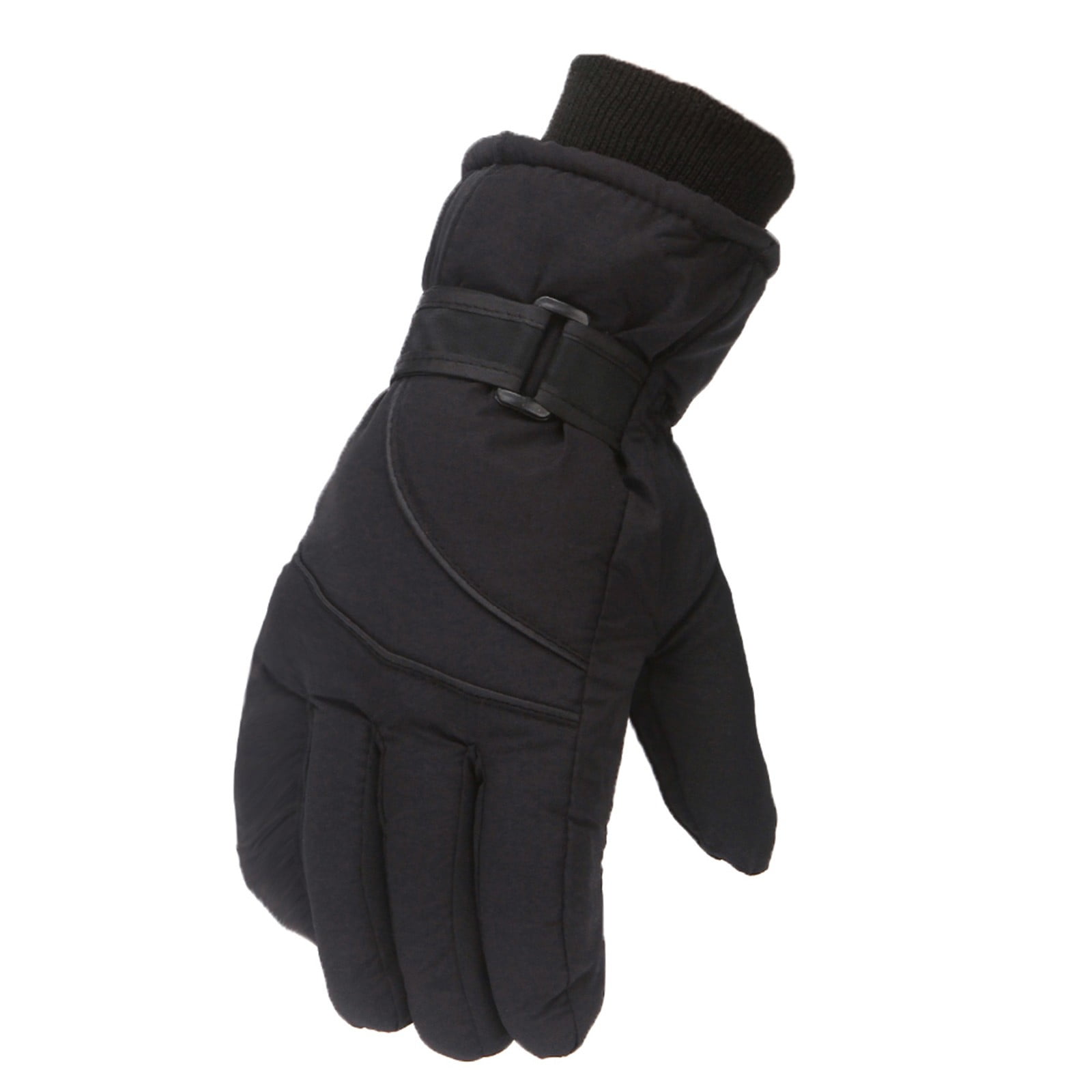 IDALL Ski Gloves Waterproof Gloves Winter Outdoor Men And Women Snow Skating Snowboarding Windproof Warm Ski Gloves Snow Gloves Winter Gloves W-Blue One Size Black - Image 2