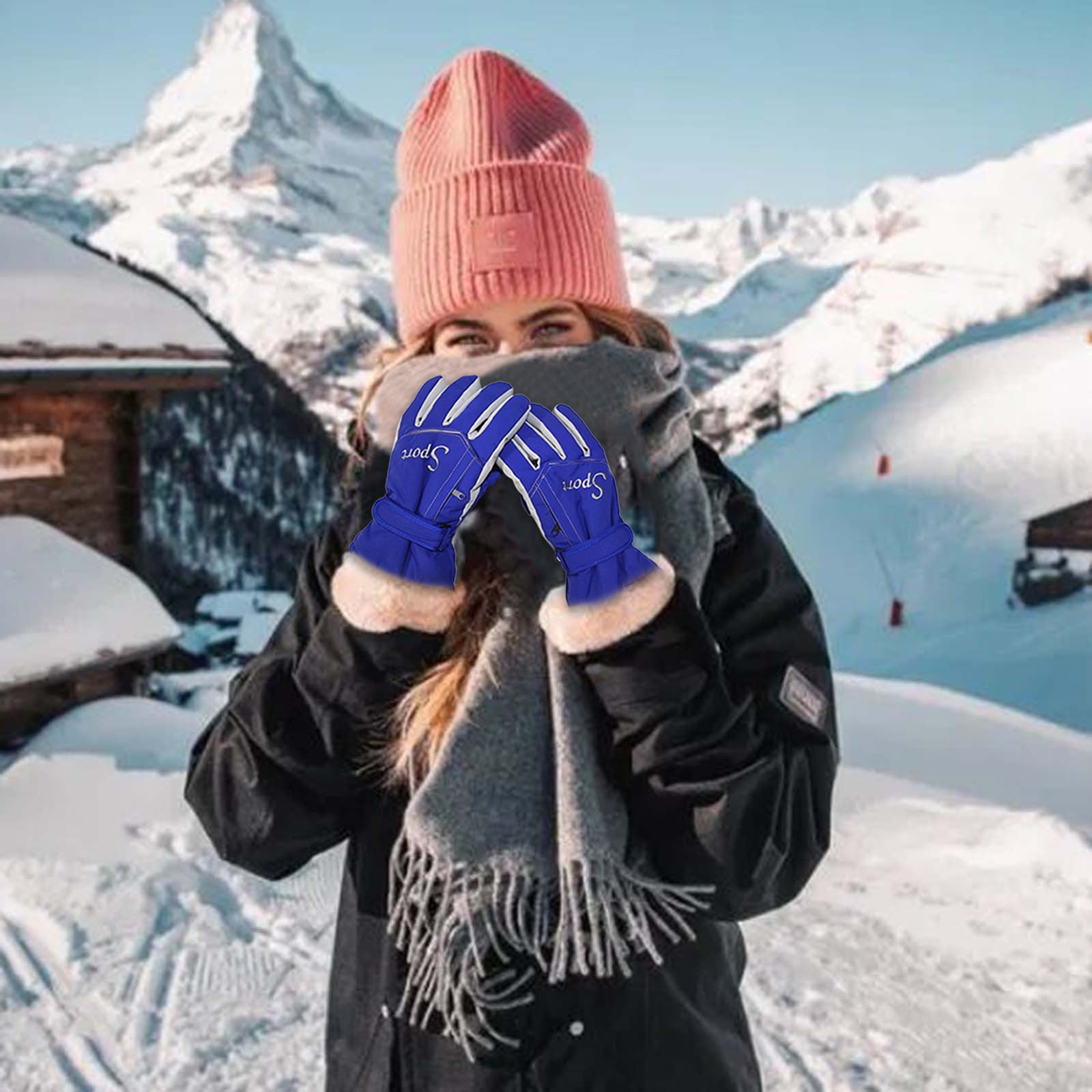 IDALL Ski Gloves Waterproof Gloves Winter Outdoor Men And Women Snow Skating Snowboarding Windproof Warm Ski Gloves Snow Gloves Winter Gloves W-Blue One Size Y-Blue - Image 4