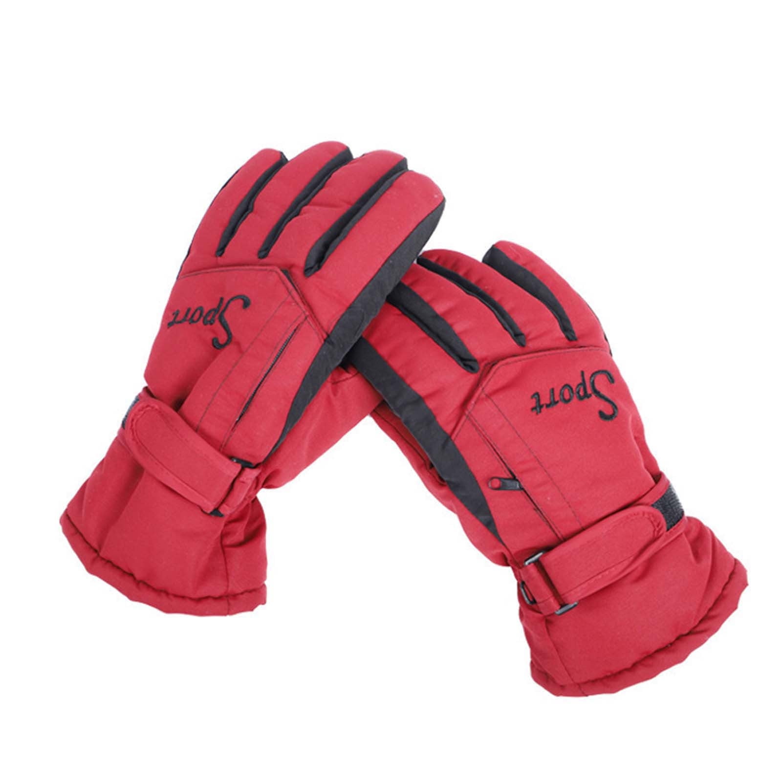 IDALL Ski Gloves Waterproof Gloves Winter Outdoor Men And Women Snow Skating Snowboarding Windproof Warm Ski Gloves Snow Gloves Winter Gloves W-Blue One Size Y-Red - Image 1
