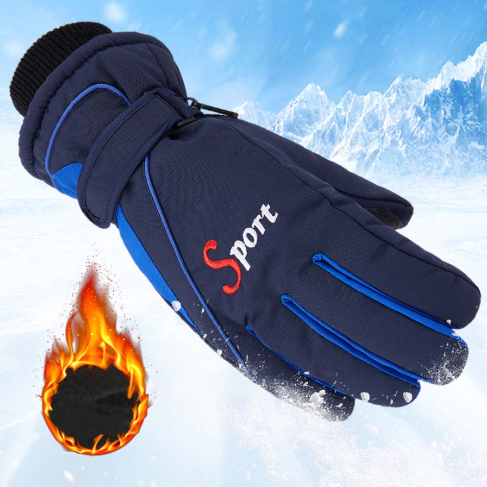 IDALL Ski Gloves Waterproof Gloves Winter Outdoor Men And Women Snow Skating Snowboarding Windproof Warm Ski Gloves Snow Gloves Winter Gloves W-Blue One Size Z-Blue - Image 5