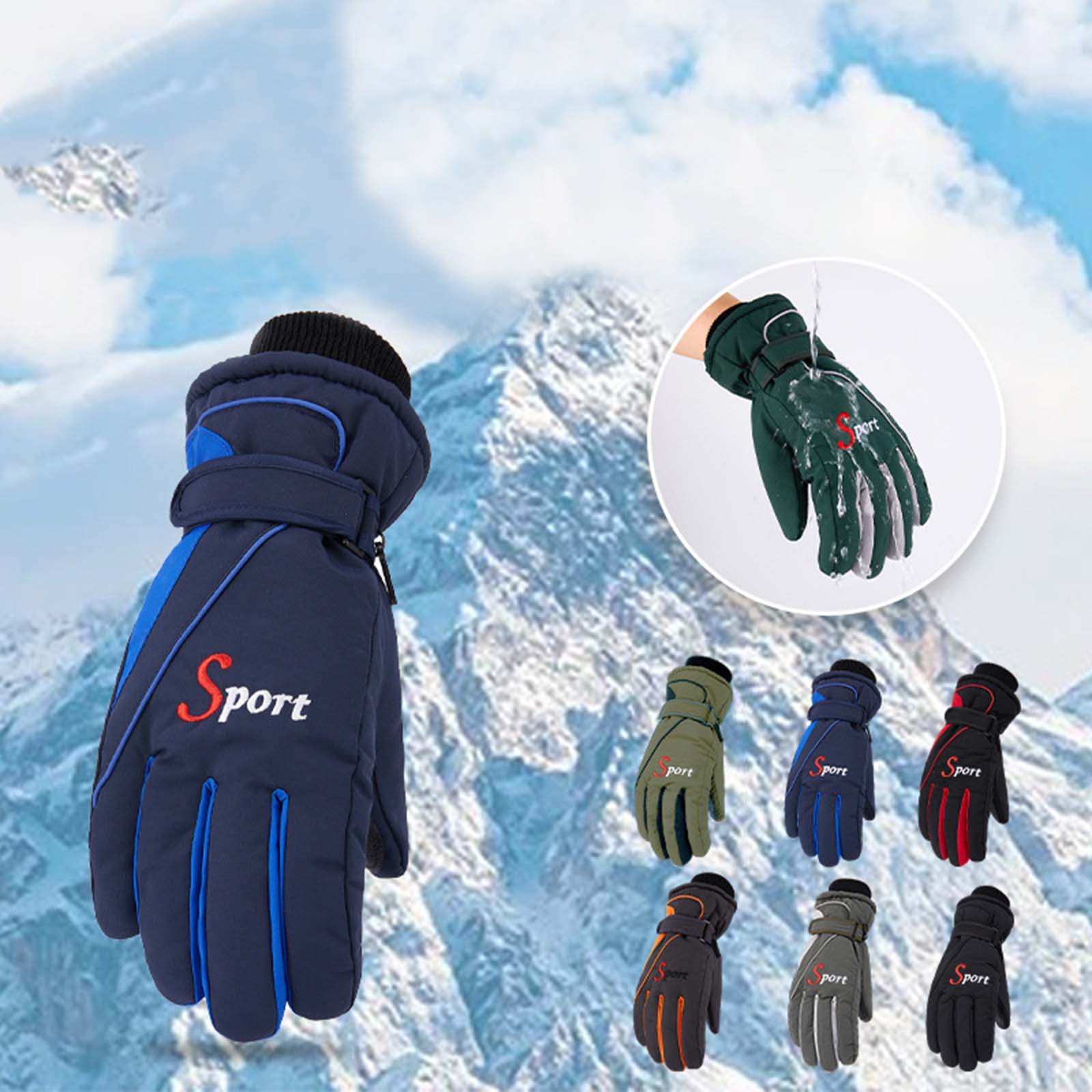 IDALL Ski Gloves Waterproof Gloves Winter Outdoor Men And Women Snow Skating Snowboarding Windproof Warm Ski Gloves Snow Gloves Winter Gloves W-Blue One Size Z-Gray - Image 4
