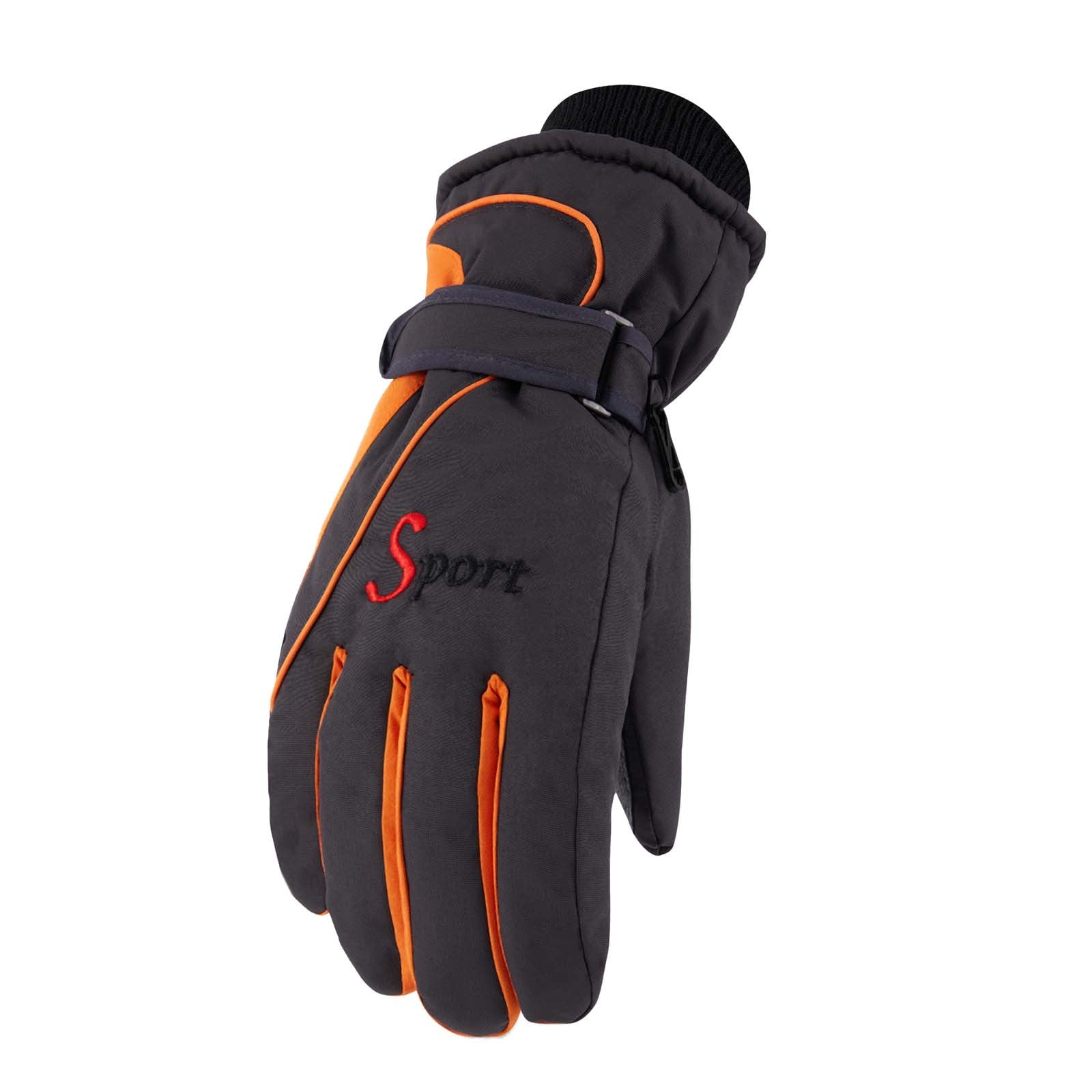 IDALL Ski Gloves Waterproof Gloves Winter Outdoor Men And Women Snow Skating Snowboarding Windproof Warm Ski Gloves Snow Gloves Winter Gloves W-Blue One Size Z-Orange - Image 1