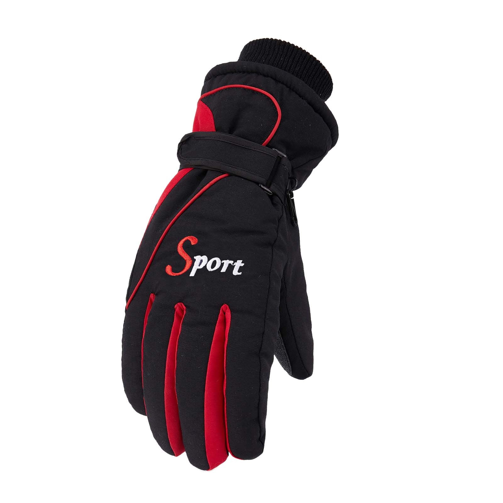 IDALL Ski Gloves Waterproof Gloves Winter Outdoor Men And Women Snow Skating Snowboarding Windproof Warm Ski Gloves Snow Gloves Winter Gloves W-Blue One Size Z-Red - Image 1