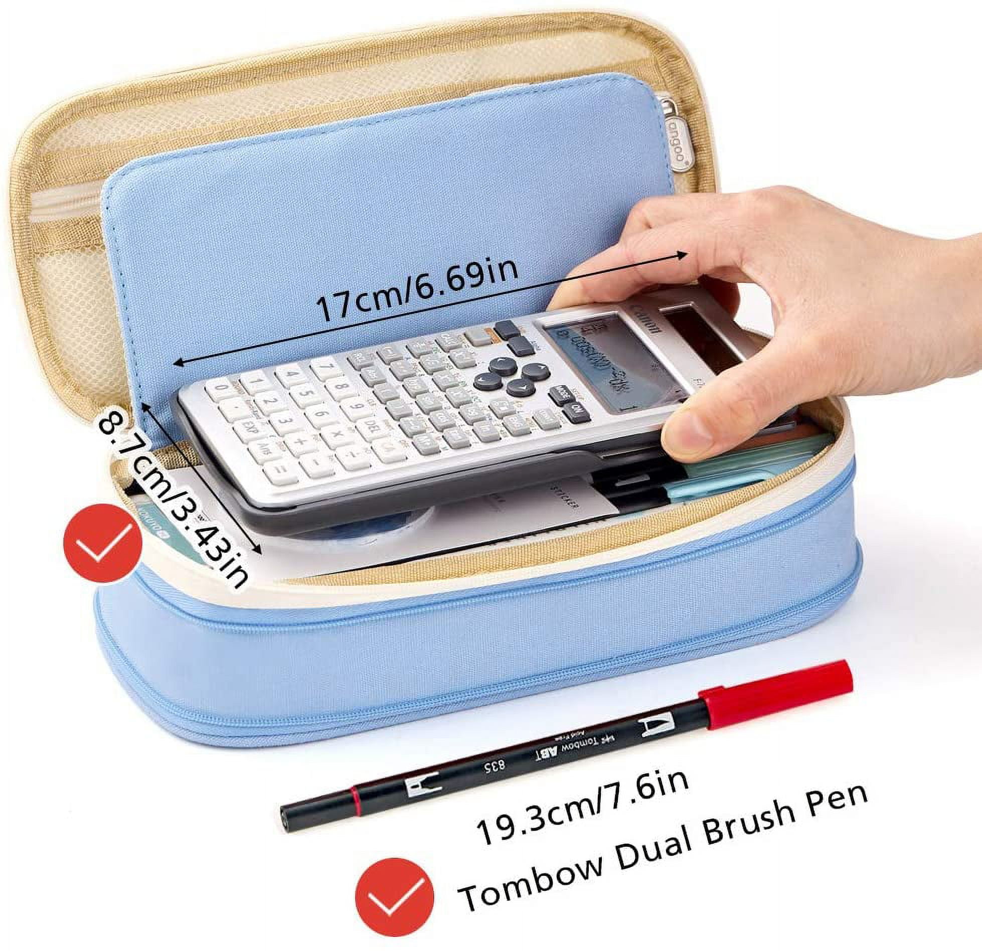 CICIMELON Big Capacity Pencil Pen Case Large Storage Pencil Bag Pouch Organizer (Purple) Blue - Image 5