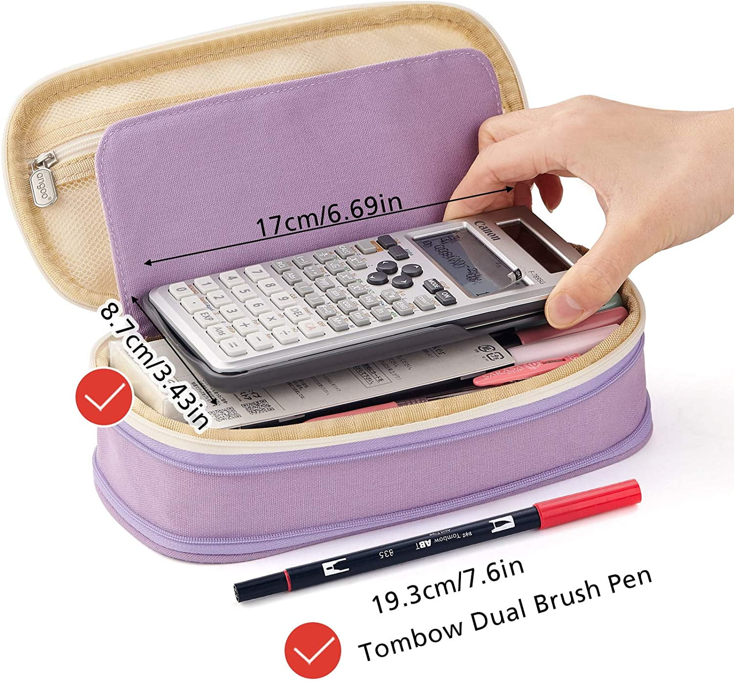 CICIMELON Big Capacity Pencil Pen Case Large Storage Pencil Bag Pouch Organizer (Purple) Purple - Image 6
