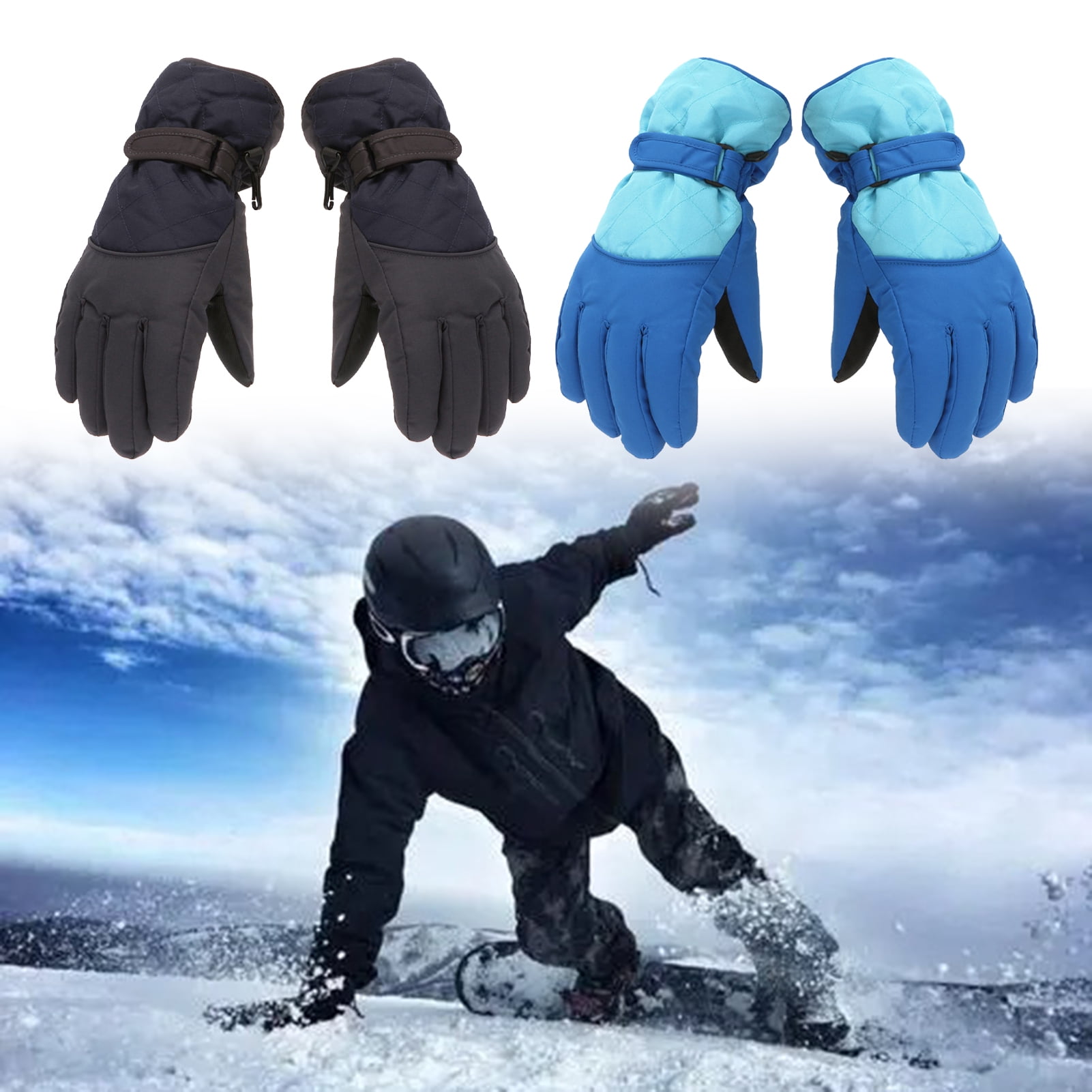 Dengjunhu Kids Winter Gloves - Snow & Ski Waterproof Youth Gloves for Boys & Girls - Insulated for Cold Weather Outdoor Play, Skiing & Snowboarding M Black - Image 3
