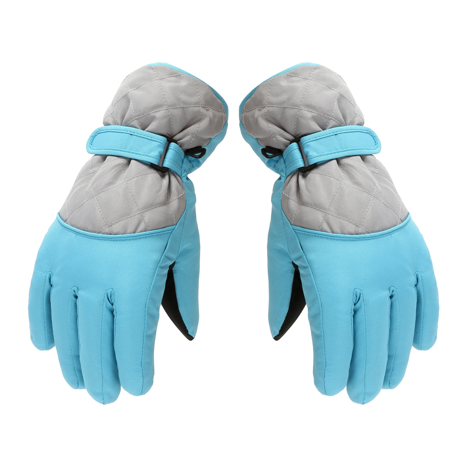 Dengjunhu Kids Winter Gloves - Snow & Ski Waterproof Youth Gloves for Boys & Girls - Insulated for Cold Weather Outdoor Play, Skiing & Snowboarding L Cyan - Image 2