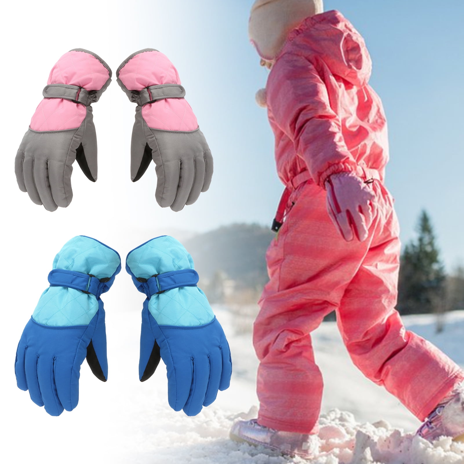 Dengjunhu Kids Winter Gloves - Snow & Ski Waterproof Youth Gloves for Boys & Girls - Insulated for Cold Weather Outdoor Play, Skiing & Snowboarding L Pink - Image 6