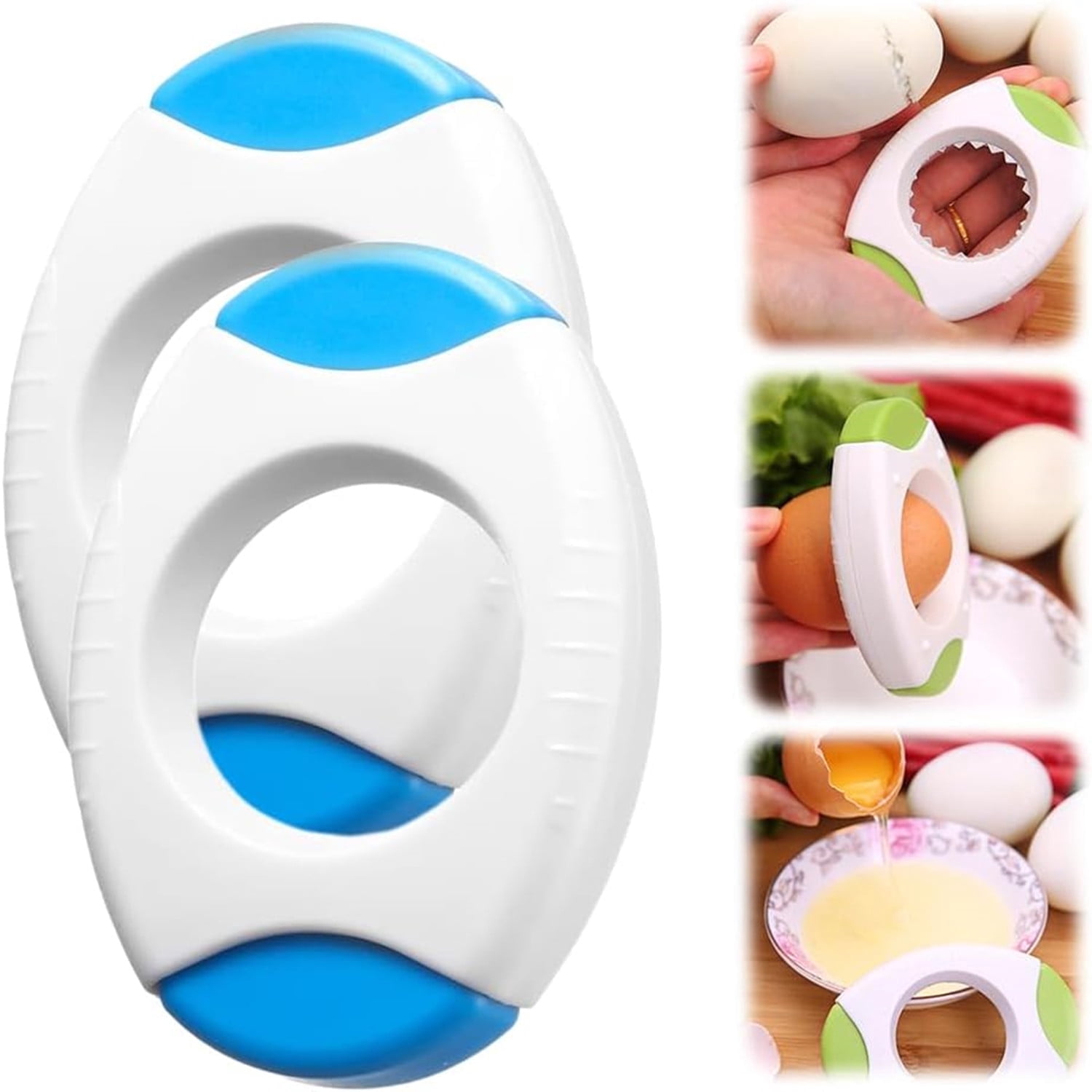 Egg Shell Opener for Hard Boiled Eggs,Egg Peeler Tool Topper Cutter Tool, Handheld Quick Raw Eggs Cracker Separator Tools, Kitchen Gadgets for Baking and Cooking Blue - Image 1