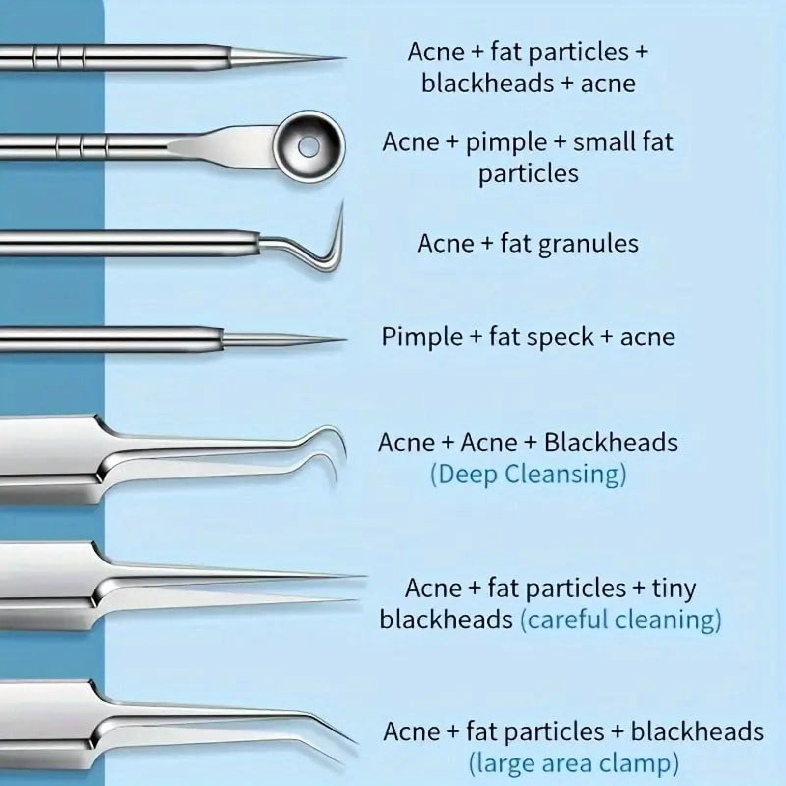 BYXAS Pimple Popper Tool Kit, 8 PCS Professional Stainless Steel Blackhead Remover Comedone Extractor Tools for Removing Zit on Face - Acne Removal Kit with Metal Case (Silver) 8 PCS with Makeup Mirror - Image 4