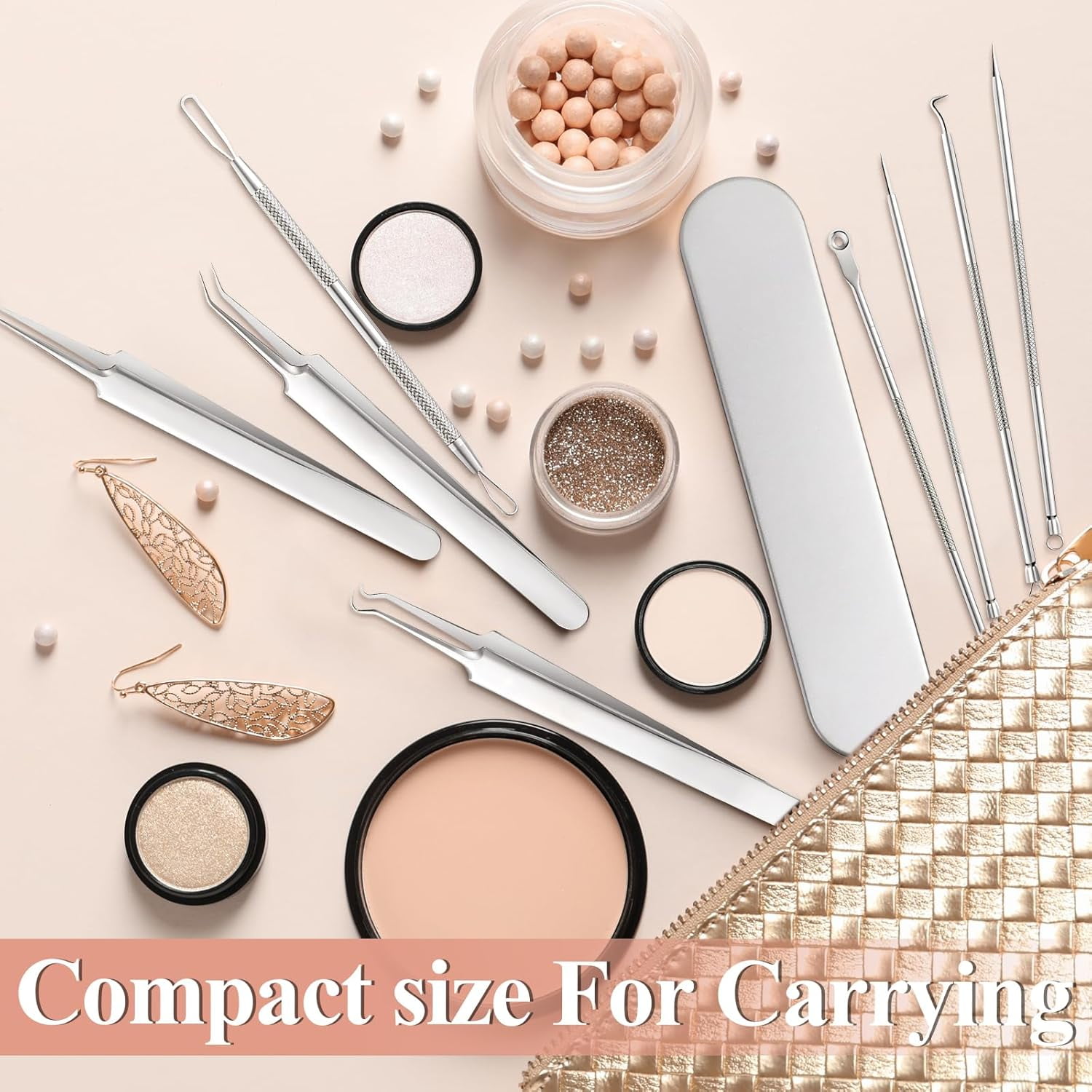 BYXAS Pimple Popper Tool Kit, 8 PCS Professional Stainless Steel Blackhead Remover Comedone Extractor Tools for Removing Zit on Face - Acne Removal Kit with Metal Case (Silver) 8PCS - Image 7