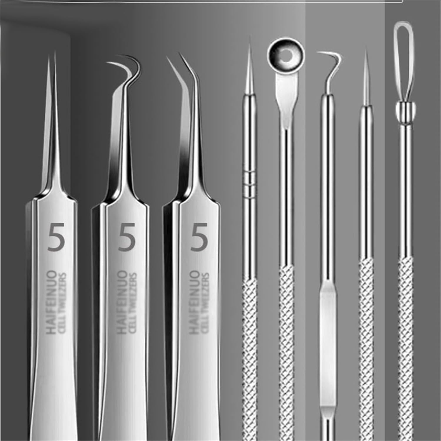 BYXAS Pimple Popper Tool Kit, 8 PCS Professional Stainless Steel Blackhead Remover Comedone Extractor Tools for Removing Zit on Face - Acne Removal Kit with Metal Case (Silver) 11PCS - Image 2