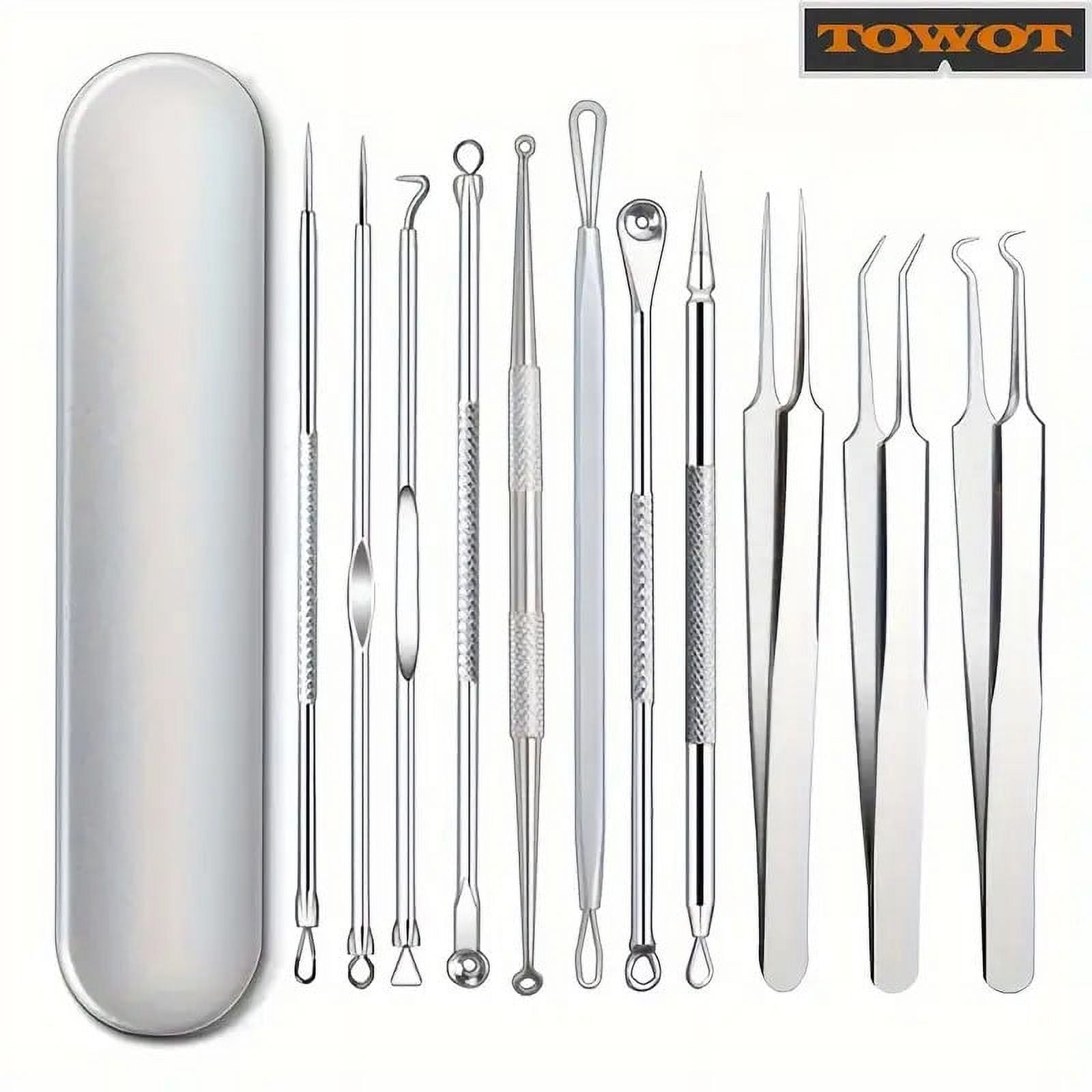 BYXAS Pimple Popper Tool Kit, 8 PCS Professional Stainless Steel Blackhead Remover Comedone Extractor Tools for Removing Zit on Face - Acne Removal Kit with Metal Case (Silver) 11PCS with Makeup Mirror - Image 2