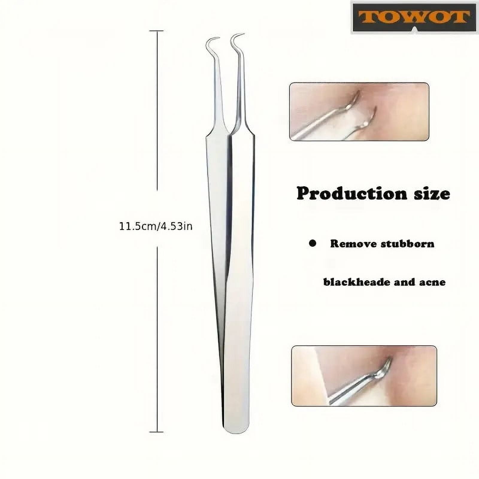 BYXAS Pimple Popper Tool Kit, 8 PCS Professional Stainless Steel Blackhead Remover Comedone Extractor Tools for Removing Zit on Face - Acne Removal Kit with Metal Case (Silver) 11PCS with Makeup Mirror - Image 4