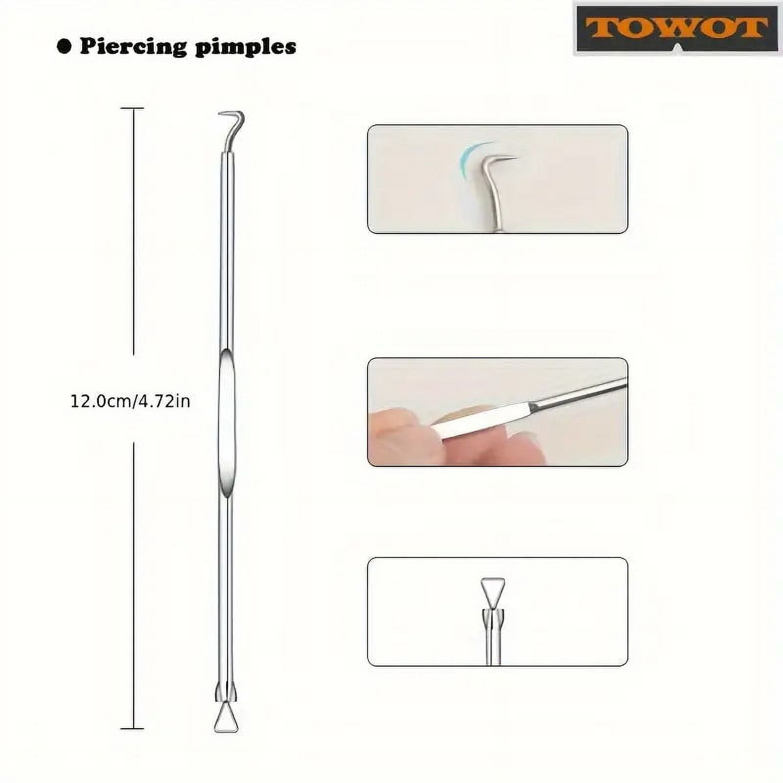 BYXAS Pimple Popper Tool Kit, 8 PCS Professional Stainless Steel Blackhead Remover Comedone Extractor Tools for Removing Zit on Face - Acne Removal Kit with Metal Case (Silver) 11PCS with Makeup Mirror - Image 6