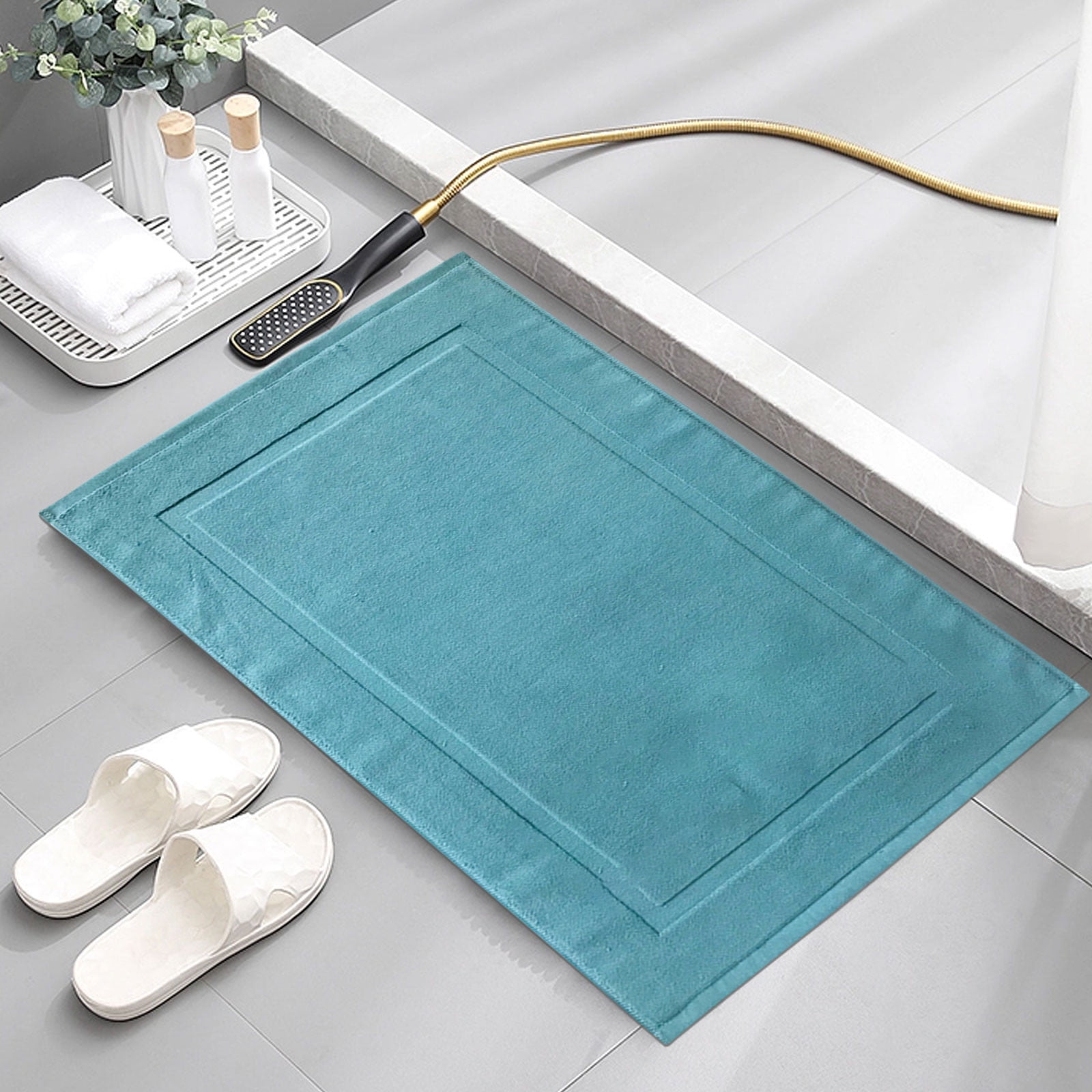 2PCS White Cotton Classic Rug Bath Mats Absorbent Cotton Hotel Spa Shower Bathtub Mats [Not A Bathroom Rug] Machine Washable Shower Bathroom Floor Towel A 1PCS & B 1PCS & C 1PCS - Image 7