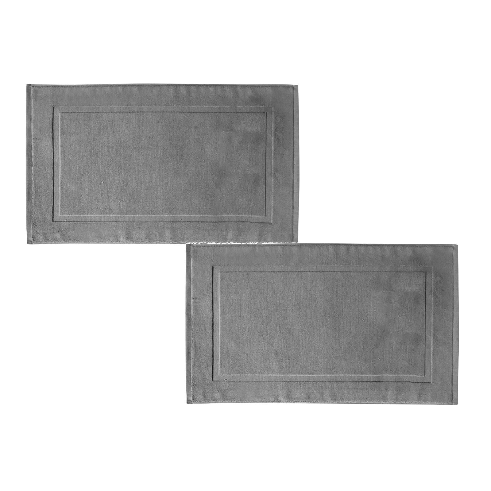 2PCS White Cotton Classic Rug Bath Mats Absorbent Cotton Hotel Spa Shower Bathtub Mats [Not A Bathroom Rug] Machine Washable Shower Bathroom Floor Towel A 2PCS - Image 1